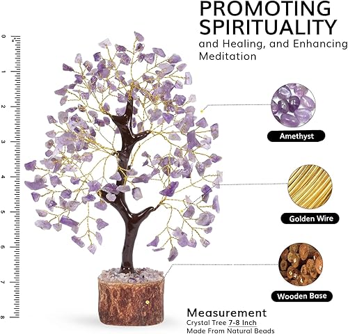 Miniatura 2 de NARIBABU Árbol de cristal de amatista, cristales curativos y piedras, regalos únicos para mujeres, árbol del dinero de Reiki y Feng Shui, decoración