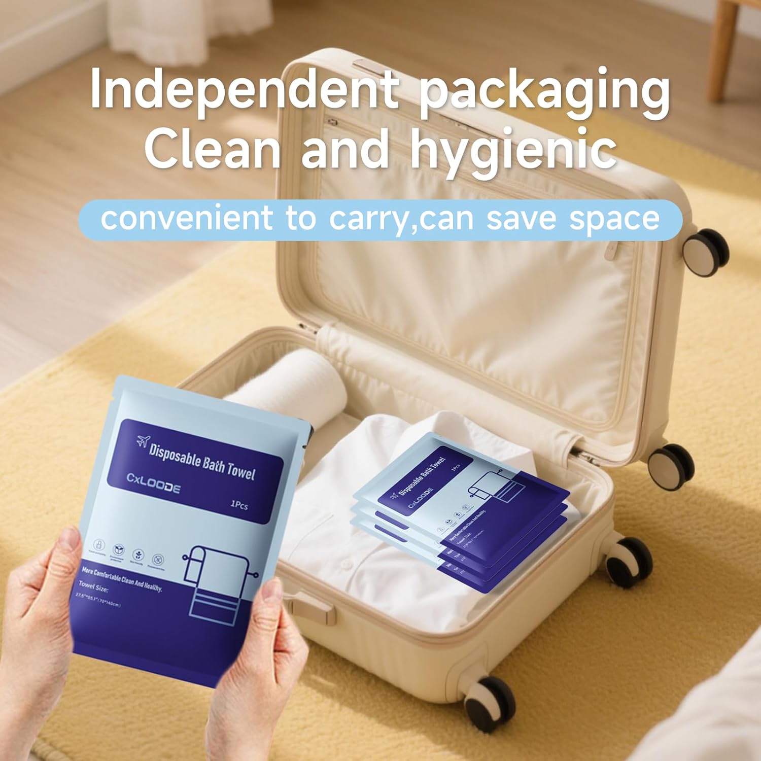 20 Pack Disposable Bath Towels for Travel, Large Disposable Towel Portable Thick Paper Towel Reusable Suitable for Hiking Camping Sports Swimming and Traveling, 55.1 x 27.5 Inches, 20 PCS