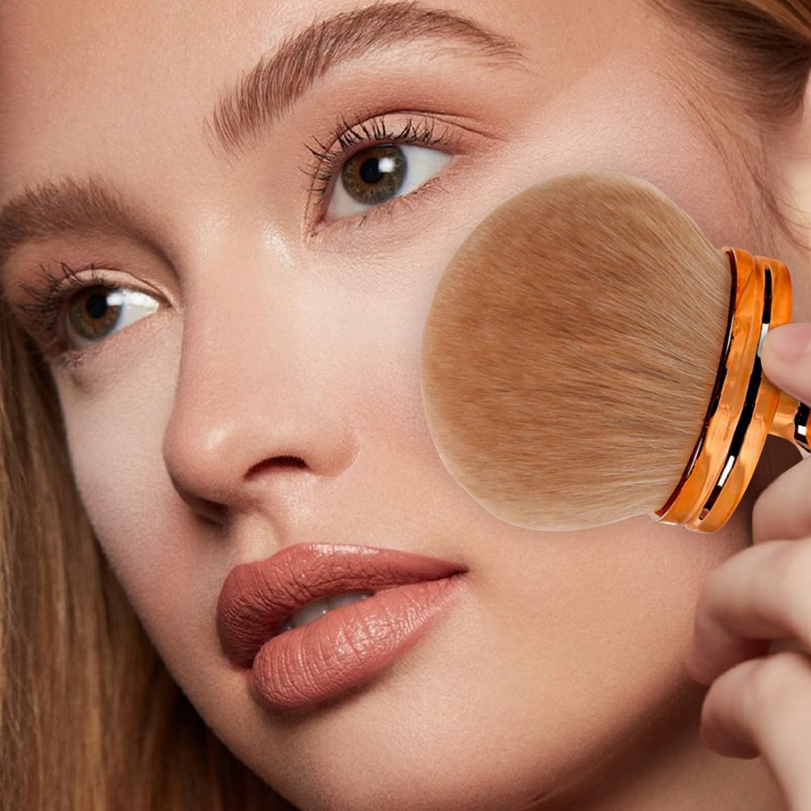 Supreme Kremowy pędzel do makijażu ciała do opalania twarzy, nóg, różu, bronzer, pędzel Kabuki, sztuczny aplikator, pędzel do podkładu, dziewczęcy pędzel do włosów 2025 (04 D, jeden rozmiar)