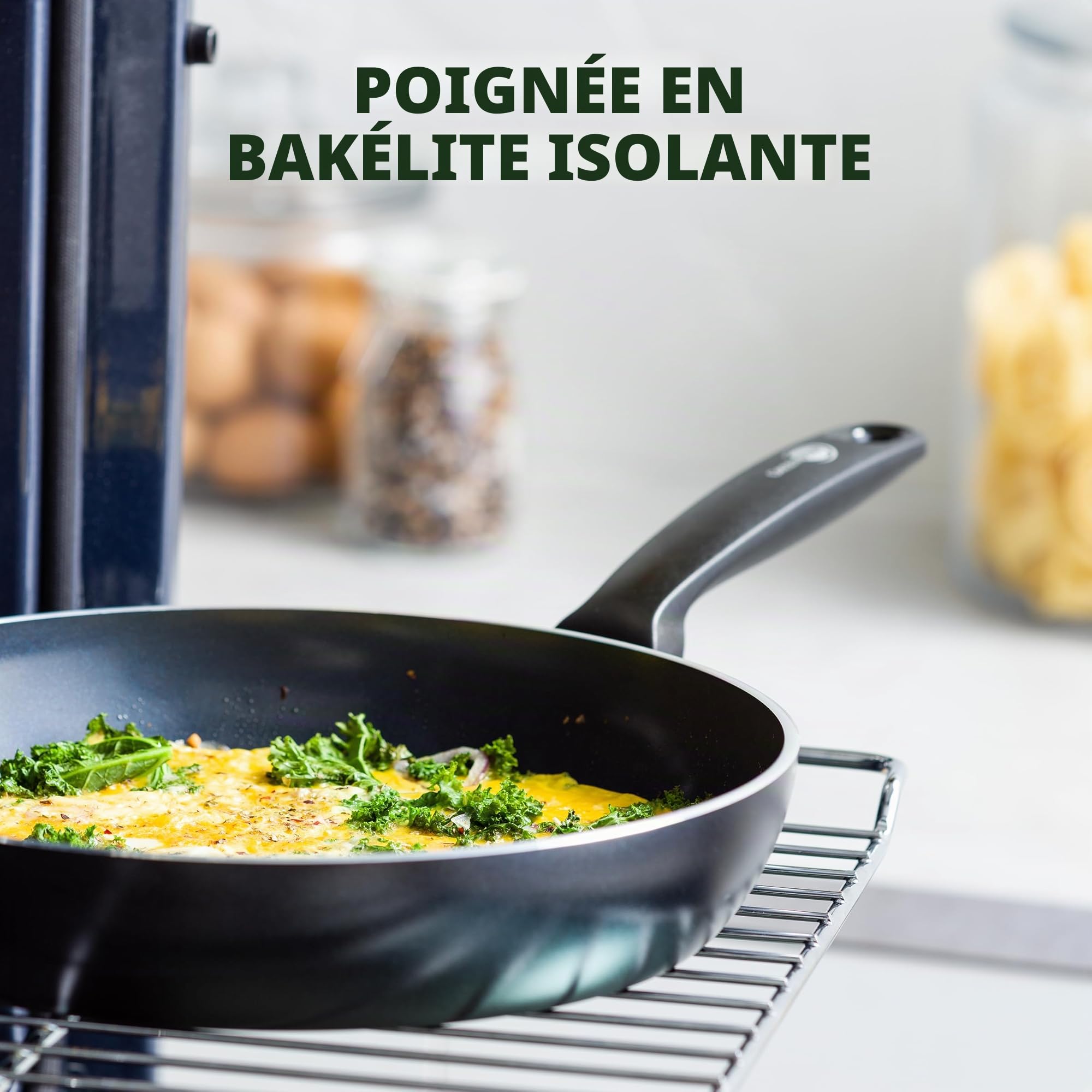 GreenPan Torino Poêle à Frire de 28 cm Antiadhésive en Céramique Sain, Sans PFAS, Induction, Résistante au Lave-vaisselle, Va au four jusqu'à 160°C, Noir
