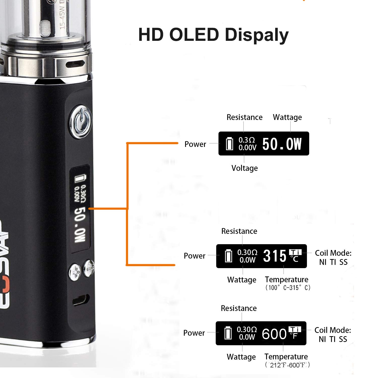 E Cigarettes Starter Kit 50w Box Mod 2200mah Vape Battery