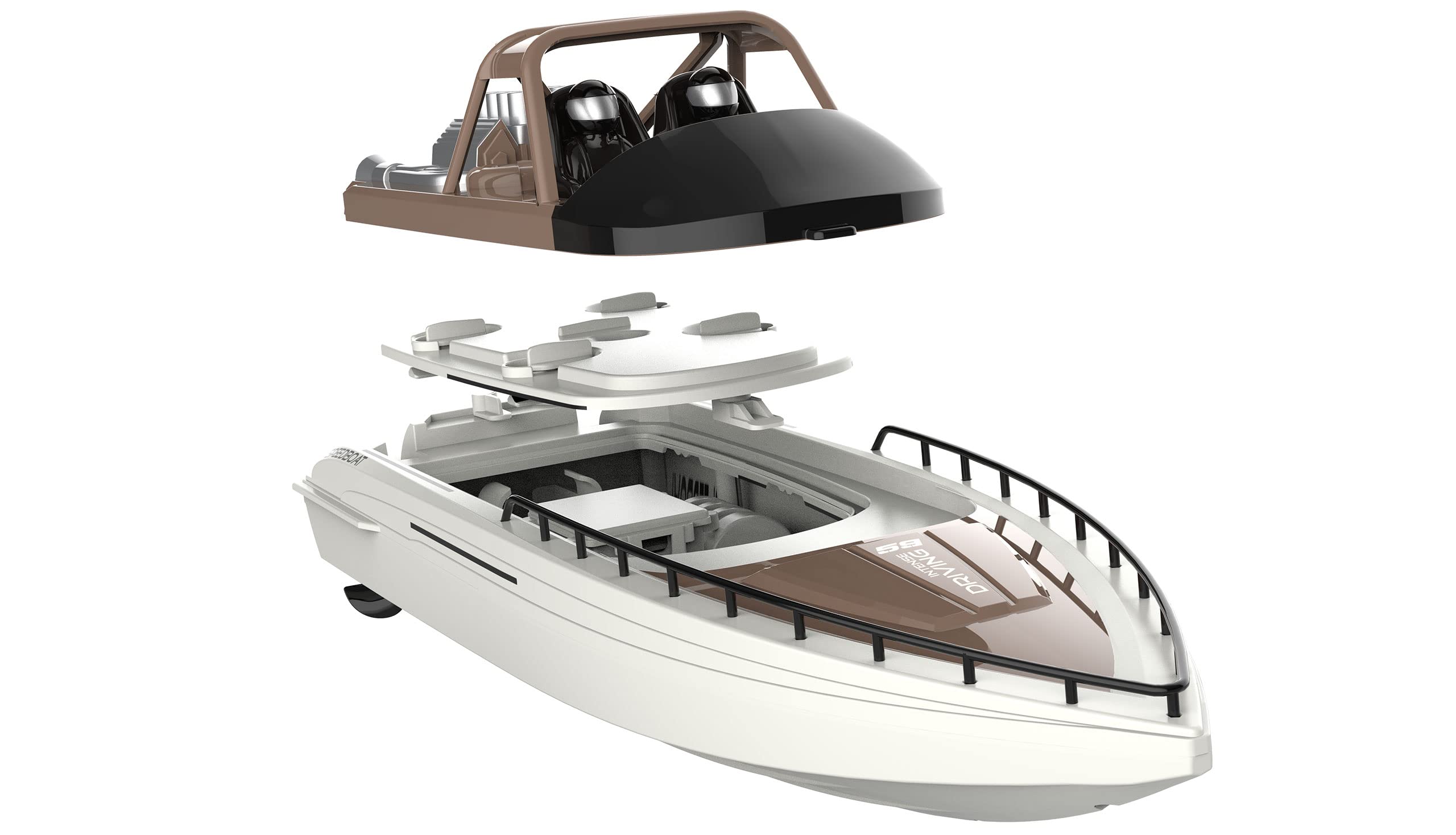 Amewi Aimee 26101 Speed Boot 380 mm, 15 km/h, 2,4 GHz, RTR, marrone/bianco crema