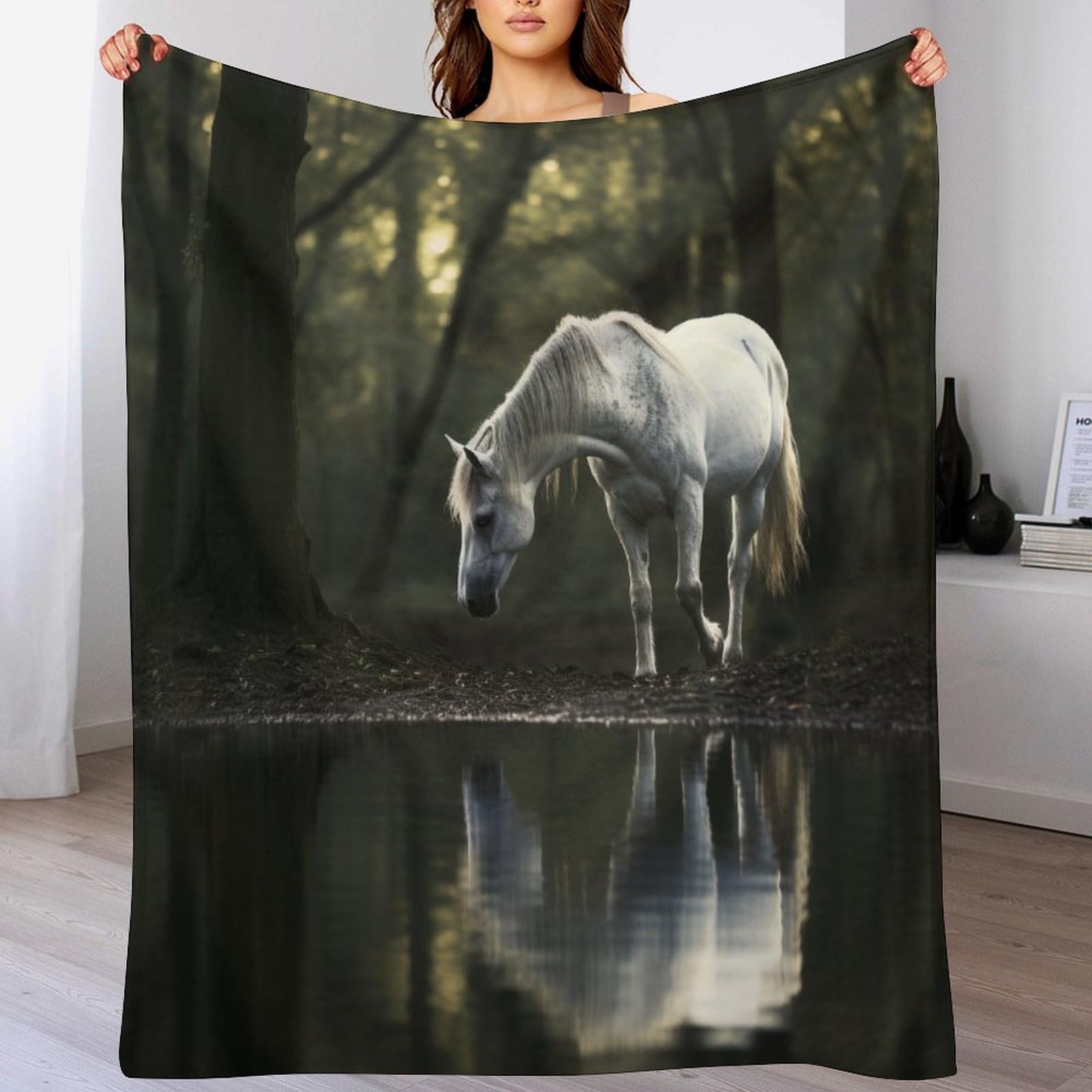 Couverture cheval en flannel polaire douce chaude plaid lit canapé bébé chambre 130x180