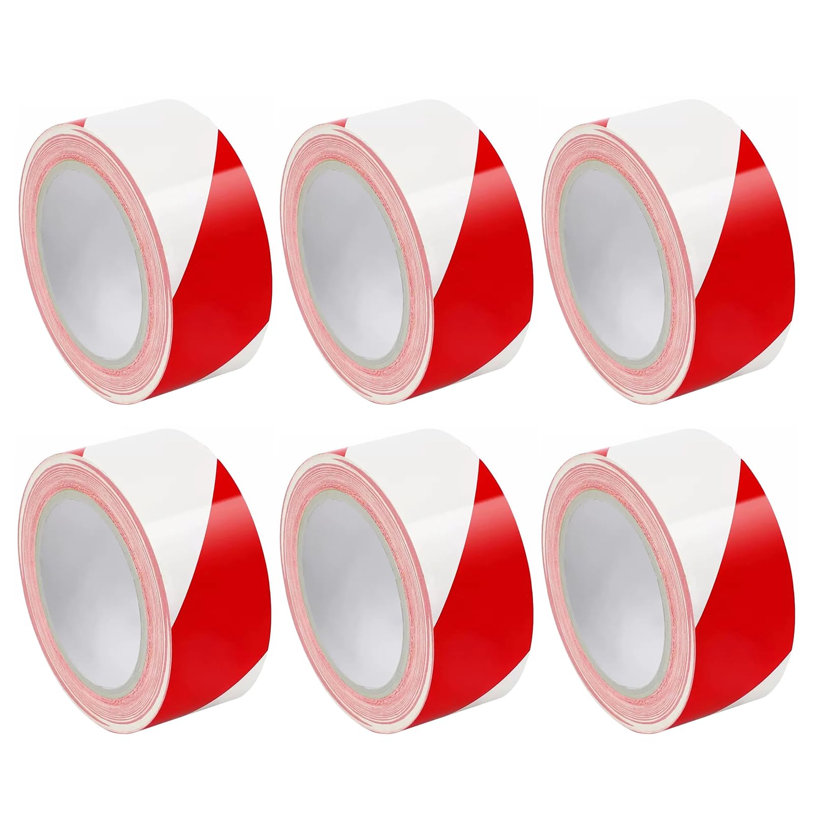 Cinta de señalización de peligro, Cinta de advertencia multicolor 48 mm x 33 m Paquete 6(Red White)