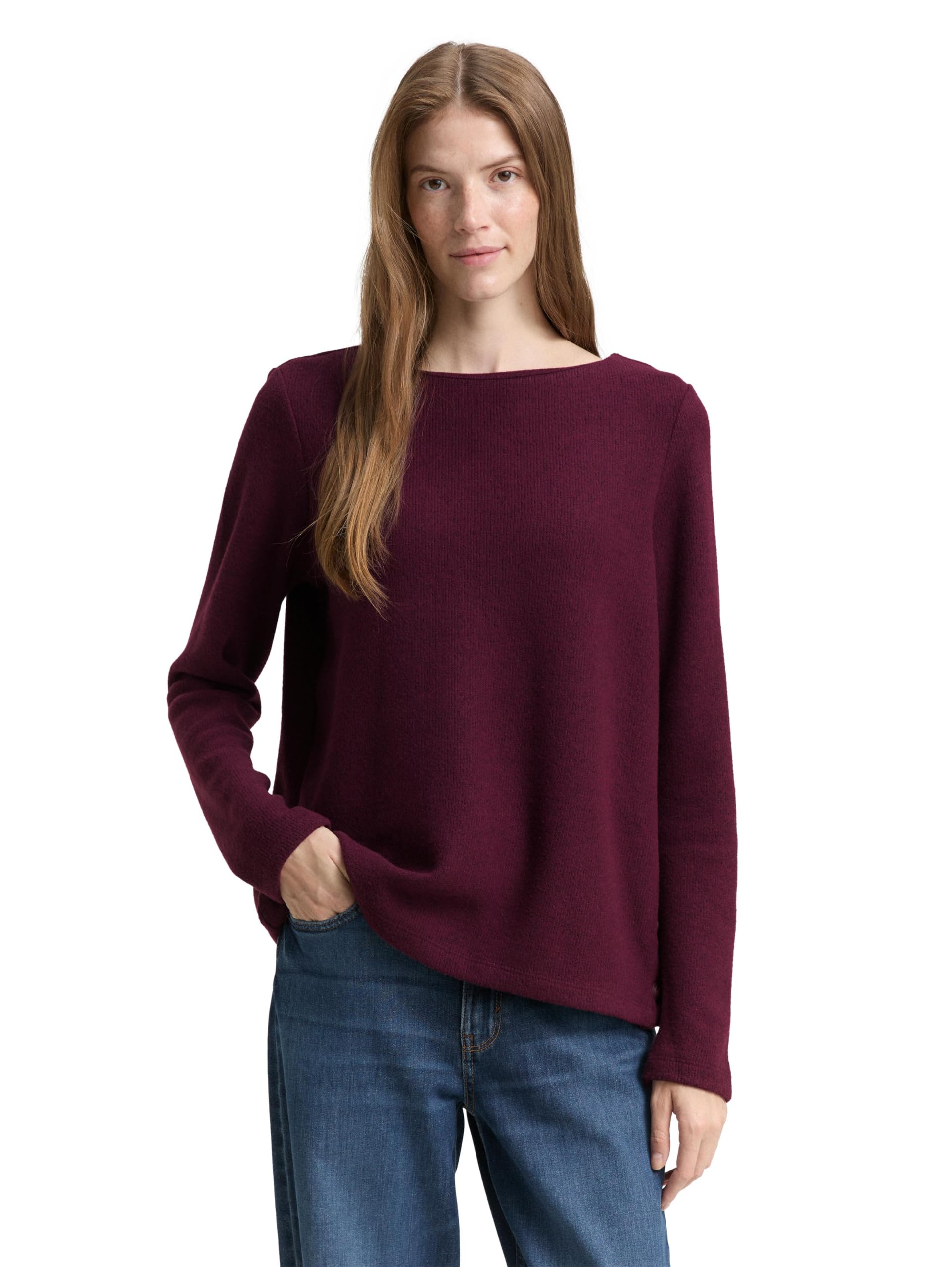 Tom Tailor Damen 1043760 Plussize Cosy Sweatshirt mit Knöpfen
