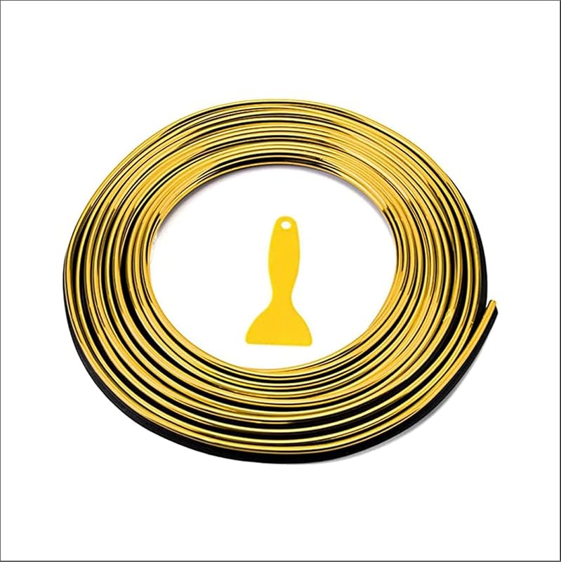 Moldura Decorativa para Interior do Carro TIKUN TECH em PVC Flexível Dourado Cromado – 3,05 m