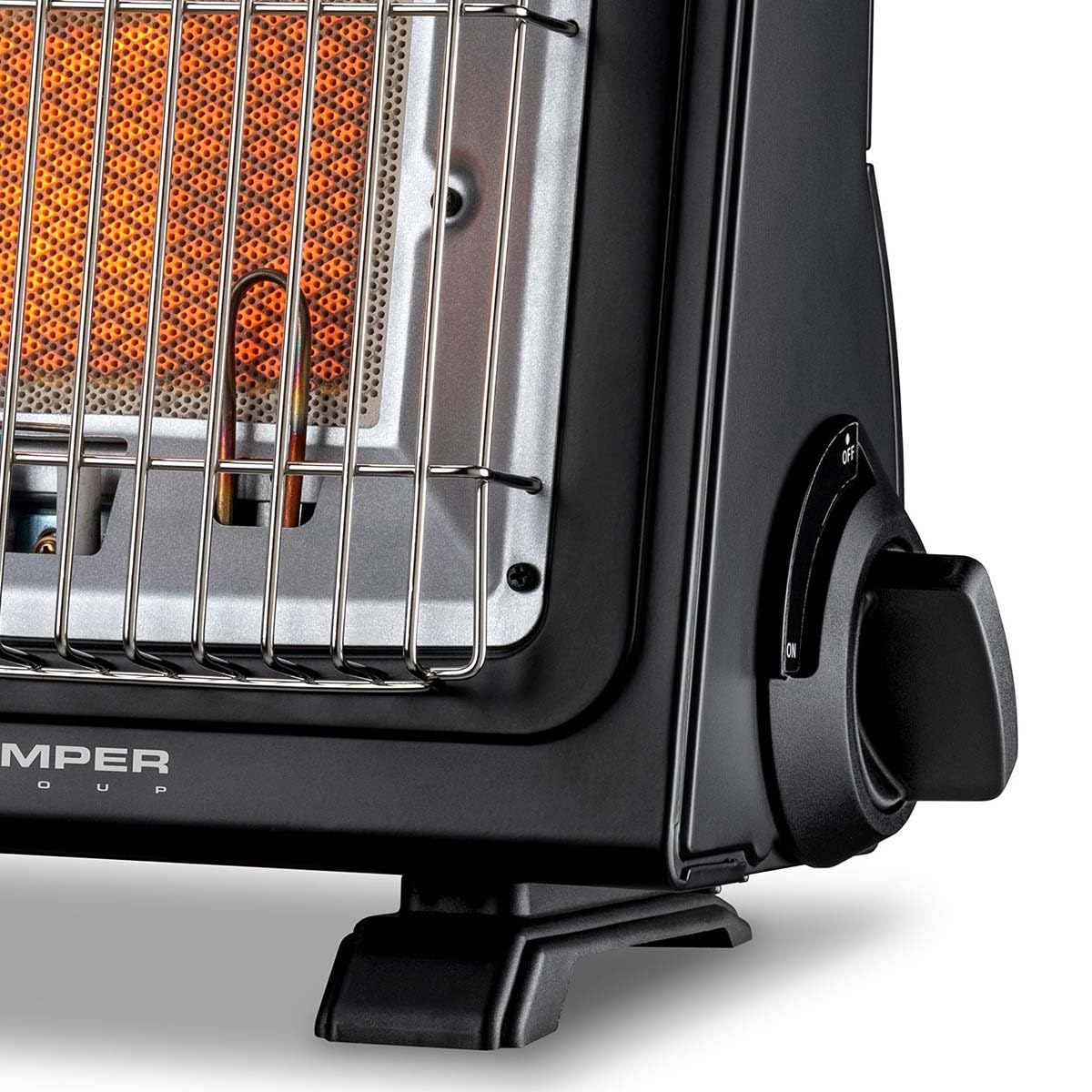 Kemper – Calefacción de gas portátil 1700 W Sistemas de seguridad integrados + 8 cartuchos de gas Butano Autonomía 2:30