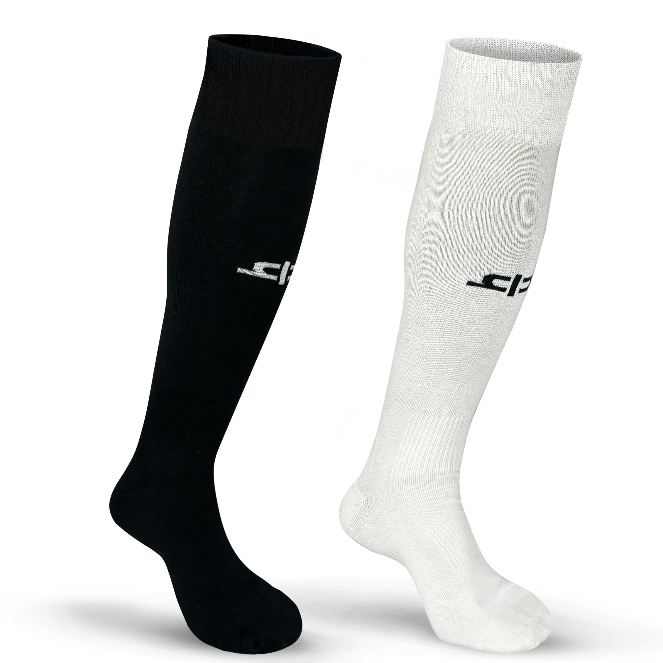 HEELIUM Bamboo Football Socks For Men & Women, Odour Free, Superior Grip & Cushioned Base, 3X Softer Than Cotton Stockings - Knee Length, Black