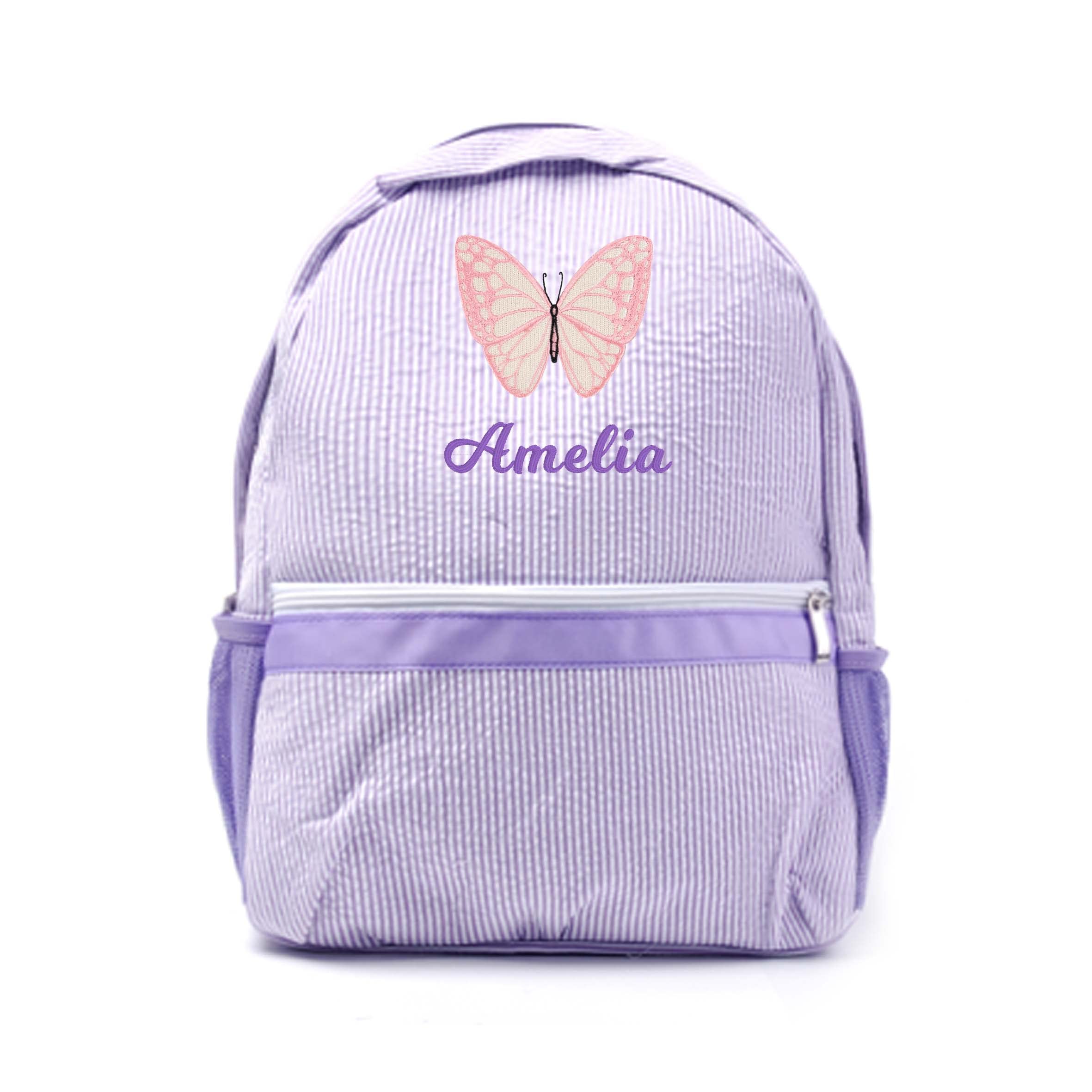 MT WORLD Personalized Toddler Backpack - Seersucker Kid Backpack Monogrammed Preschool Kids Bookbags Seersucker Toddler Bookbag Purple