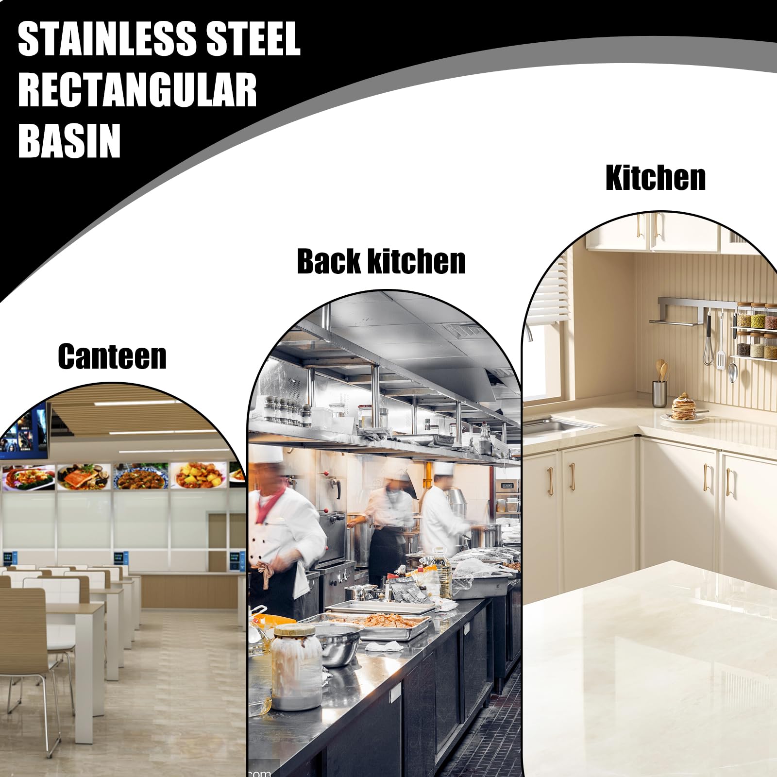 GOMETY 3 contenitori in acciaio inox 1/6 con coperchio, 17,6 x 16,2 x 10 cm, profondità padelle per hotel, altezza 100 mm, contenitore per alimenti, impilabile, contenitore per alimenti resistente al