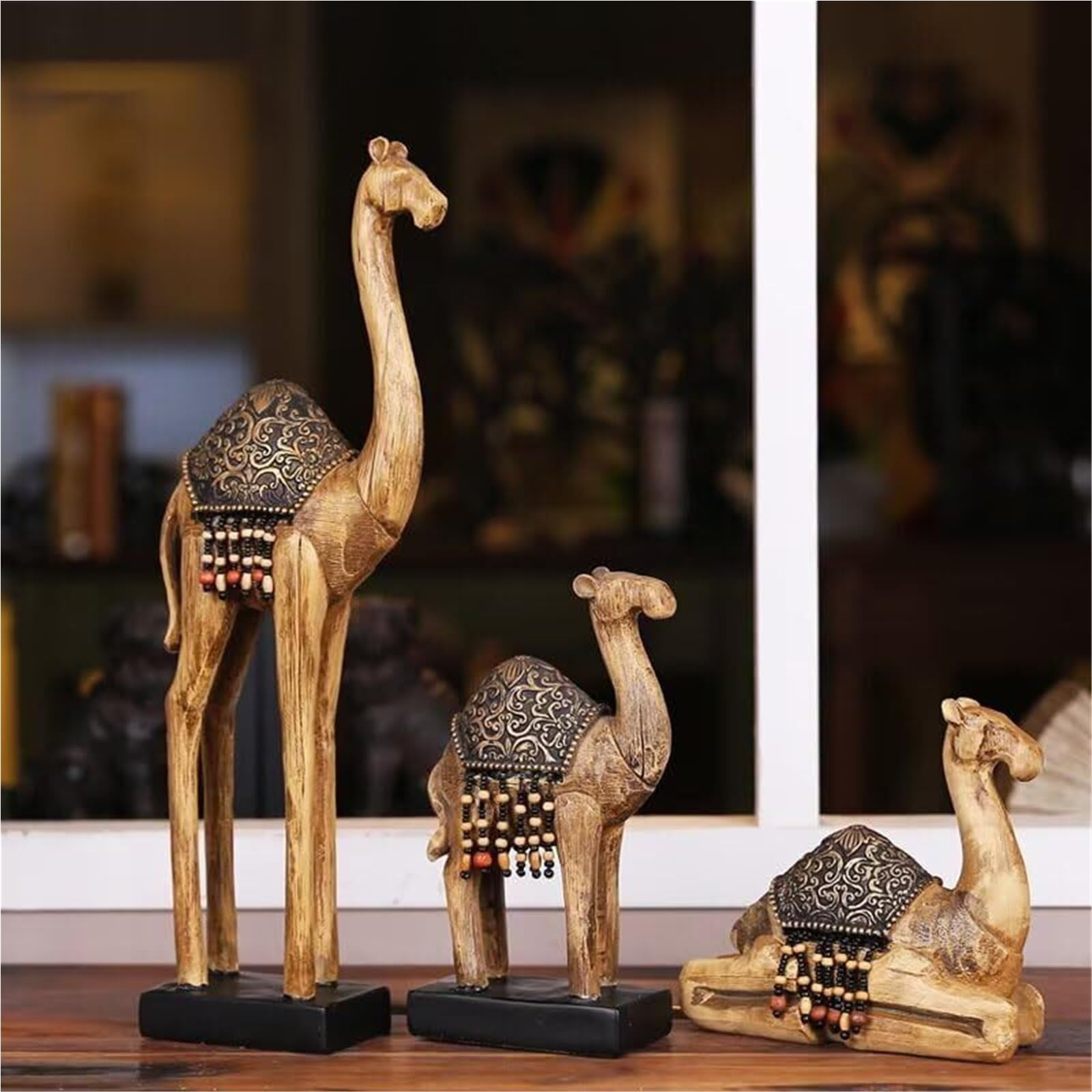 Regalos de cumpleaños Estatua de Resina, Figura Camello, 4,92x2,48x8,66 Pulgadas, Adorno Figuras Animales del Desierto Esculturas y decoración para el hogar(M)