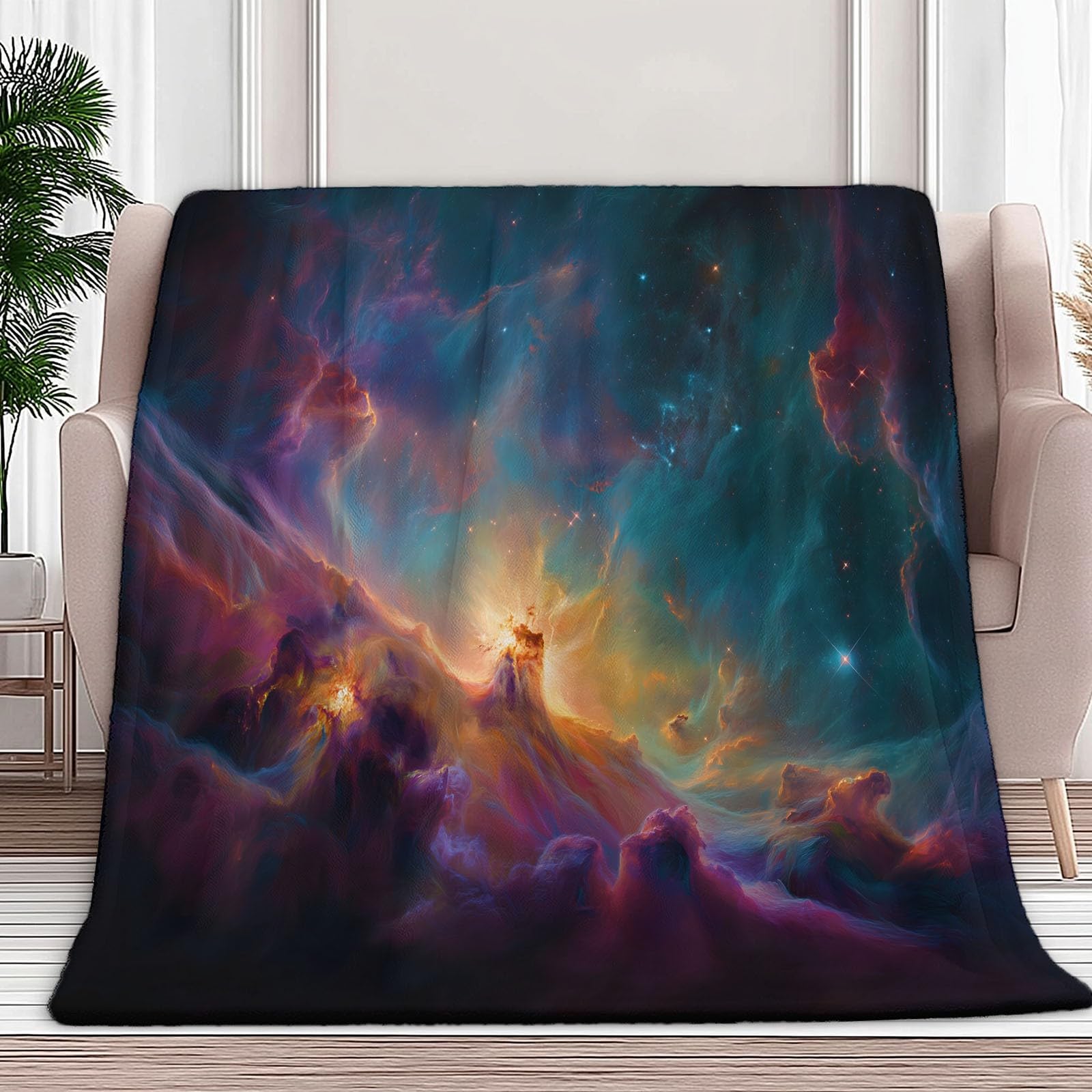 Genérico Tło Wszechświata Koc Flanelowy 180 x 200 cm Koce Sherpa, wielokolorowe Super Puszyste Wełniane Koce Dorosłych I Dzieci Koc Miękki I Ciepły Łóżko