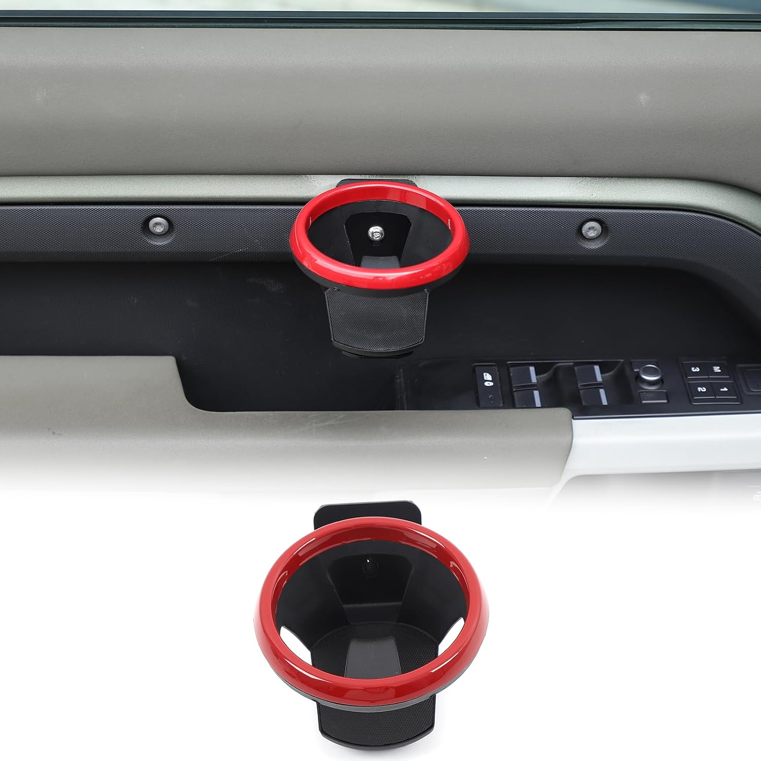 Car Front Rear Door Cup Holder, Expander Drink Holder Water Cup Holder Compatible with Land Rover Defender 90 110 130 2020 2021 2022 2023 2024 2025 (Black)