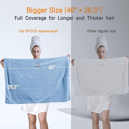 Miniatura 8 de Paquete de 2 toallas grandes de microfibra para mujer, toallas de secado de cabello antiencrespamiento, turbante de cabello de secado rápido, para