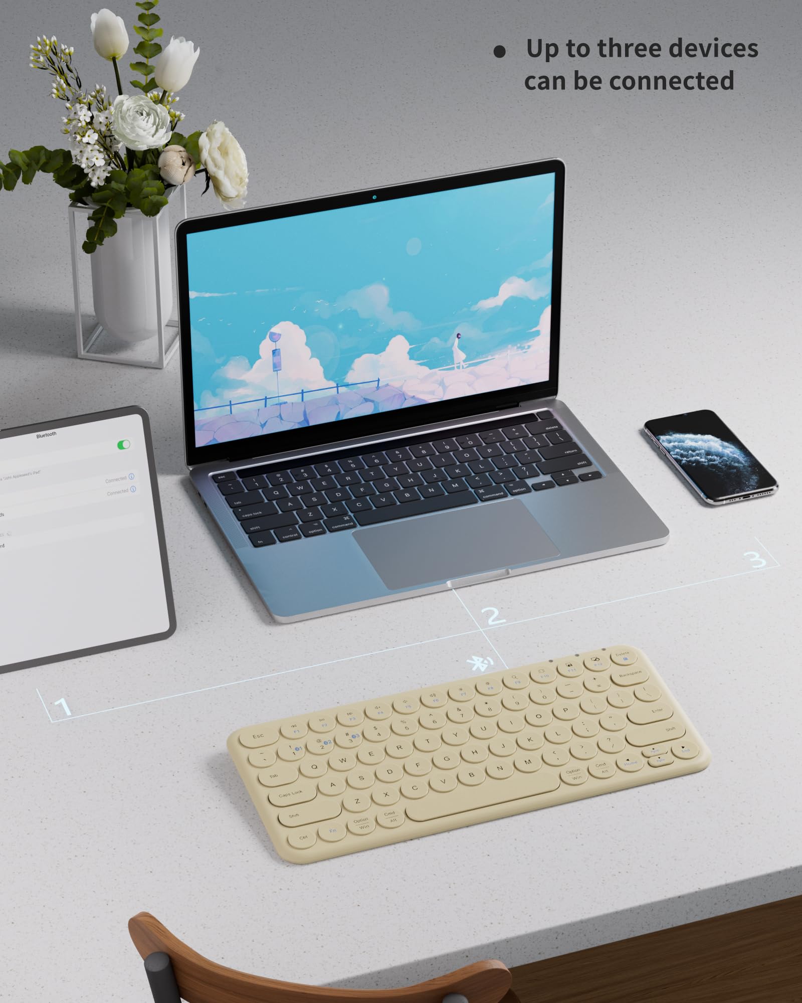 Mini tastiera Bluetooth – multi-dispositivo portatile wireless – 78 tasti estetico silenzioso tastiera per iPad, tablet, laptop, computer, PC, notebook, Windows, Mac, Chrome OS, Android