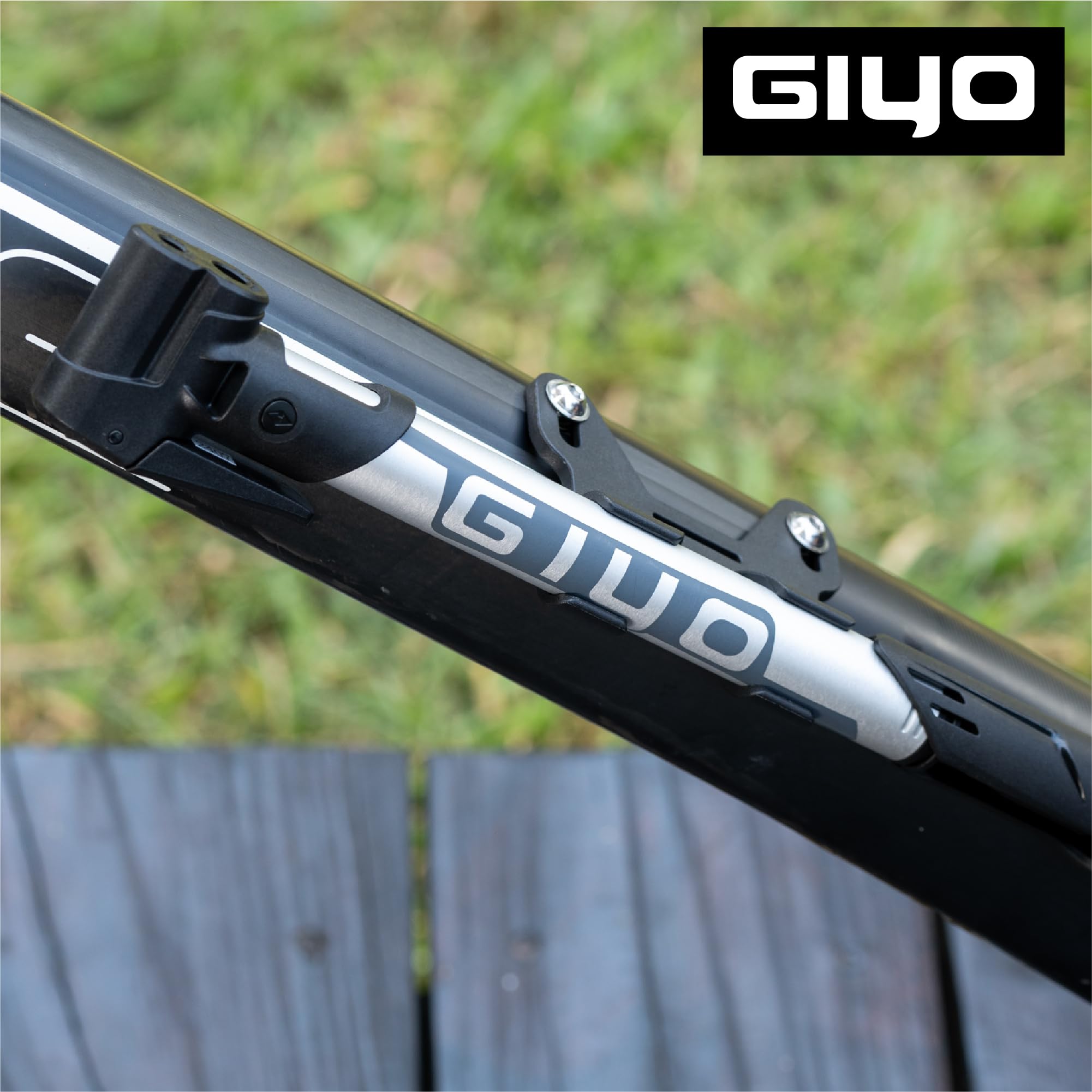 GIYO GP-44DH Mini pompa per bicicletta per pneumatici senza camera d'aria, testa doppio foro, compatibile Presta Schrader Dunlop