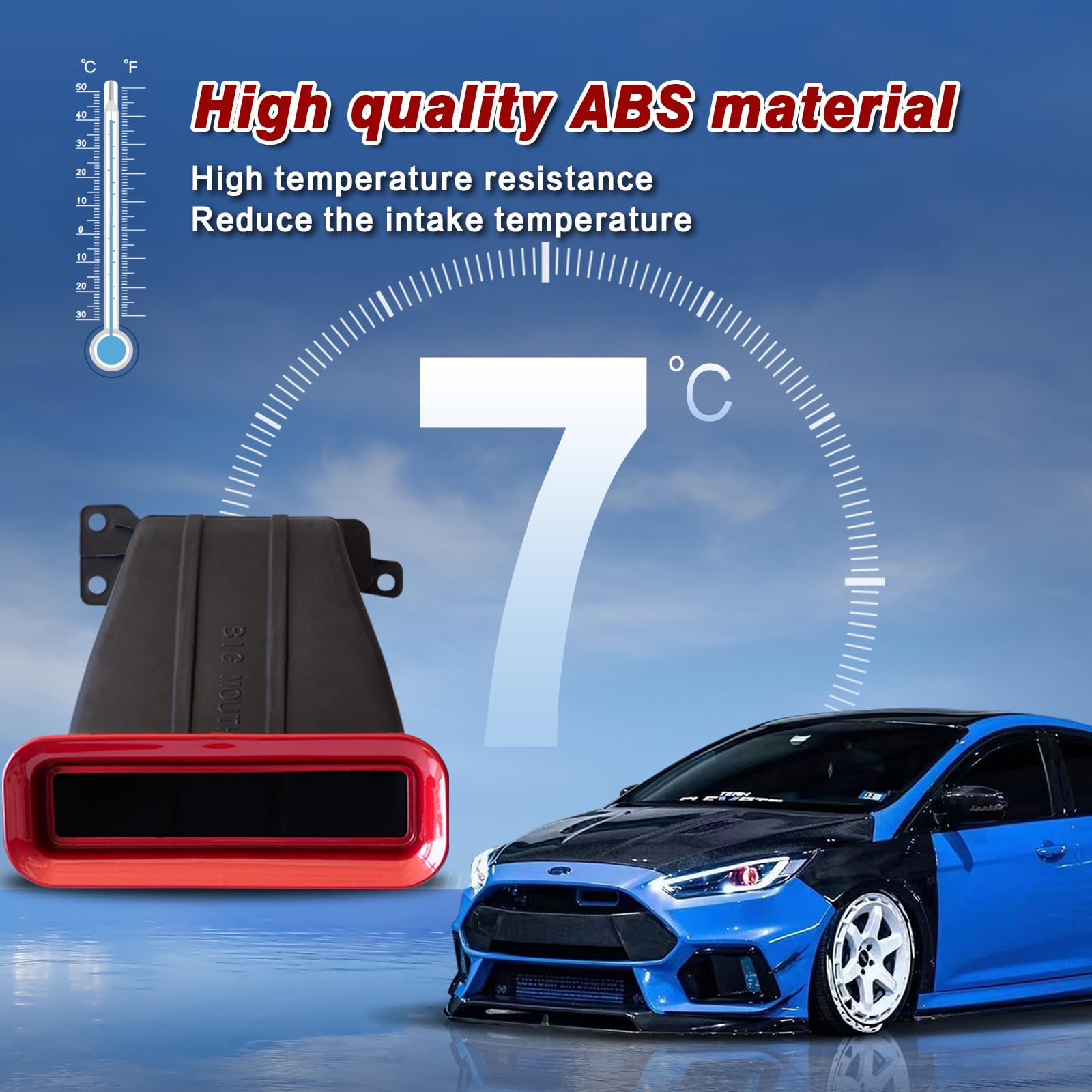 Snorkel de admisión de aire compatible con Focus MK3.5 ST RS 2012-2018, kits de admisión de aire frío, Focus ST Performance Big Mouth Blue