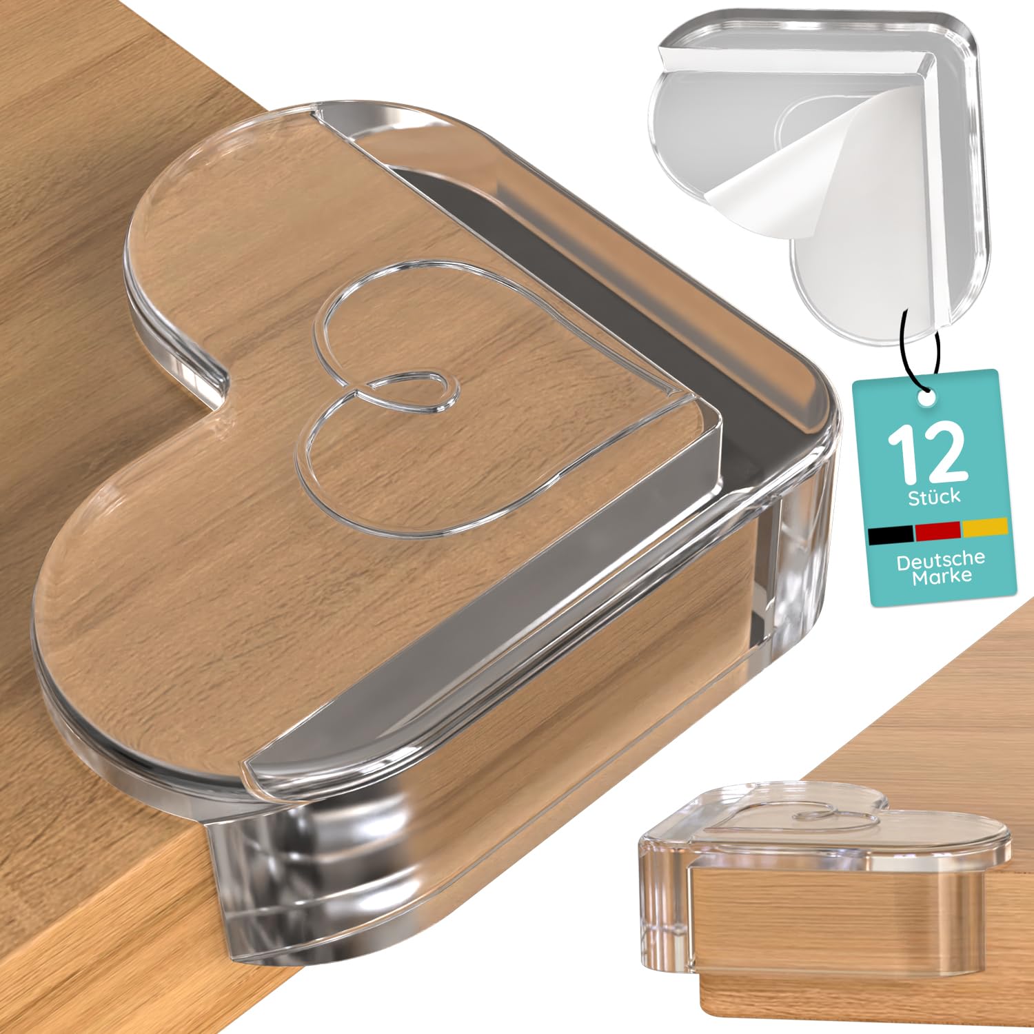 Baby Crystal Clear Corner Protectors [Pack of 12] - Transparent Edge Protection Baby & Table Corner Protector - Self-Adhesive Furniture Edge Protection for Table Edges, Corners & Edges