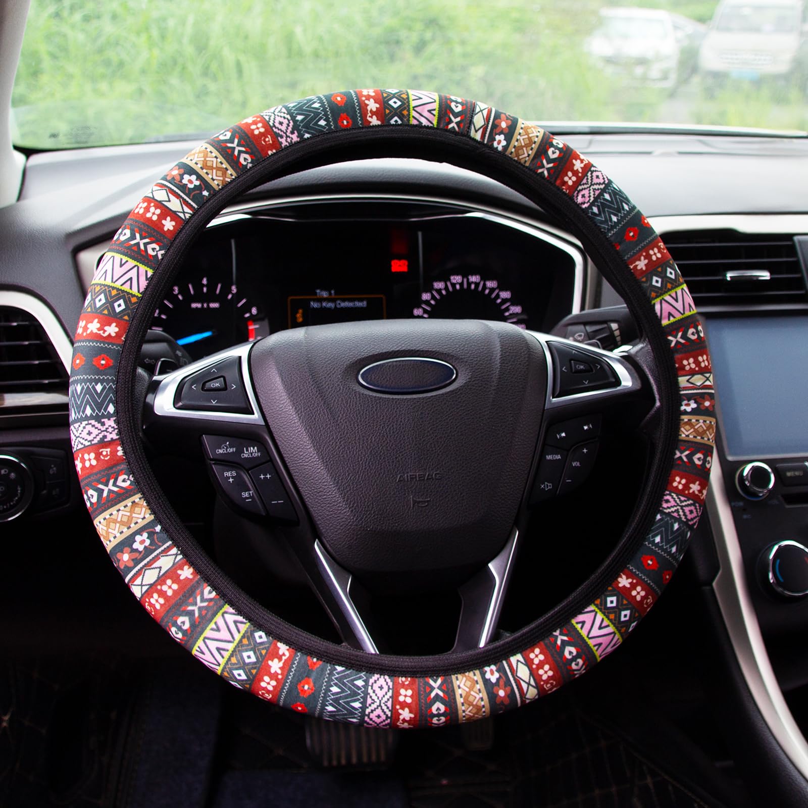 Steering Wheel Cover for Women Boho Universal Steering Wheel Covers Protector Car Accessories for Car 15 inch (Boho)-image-48
