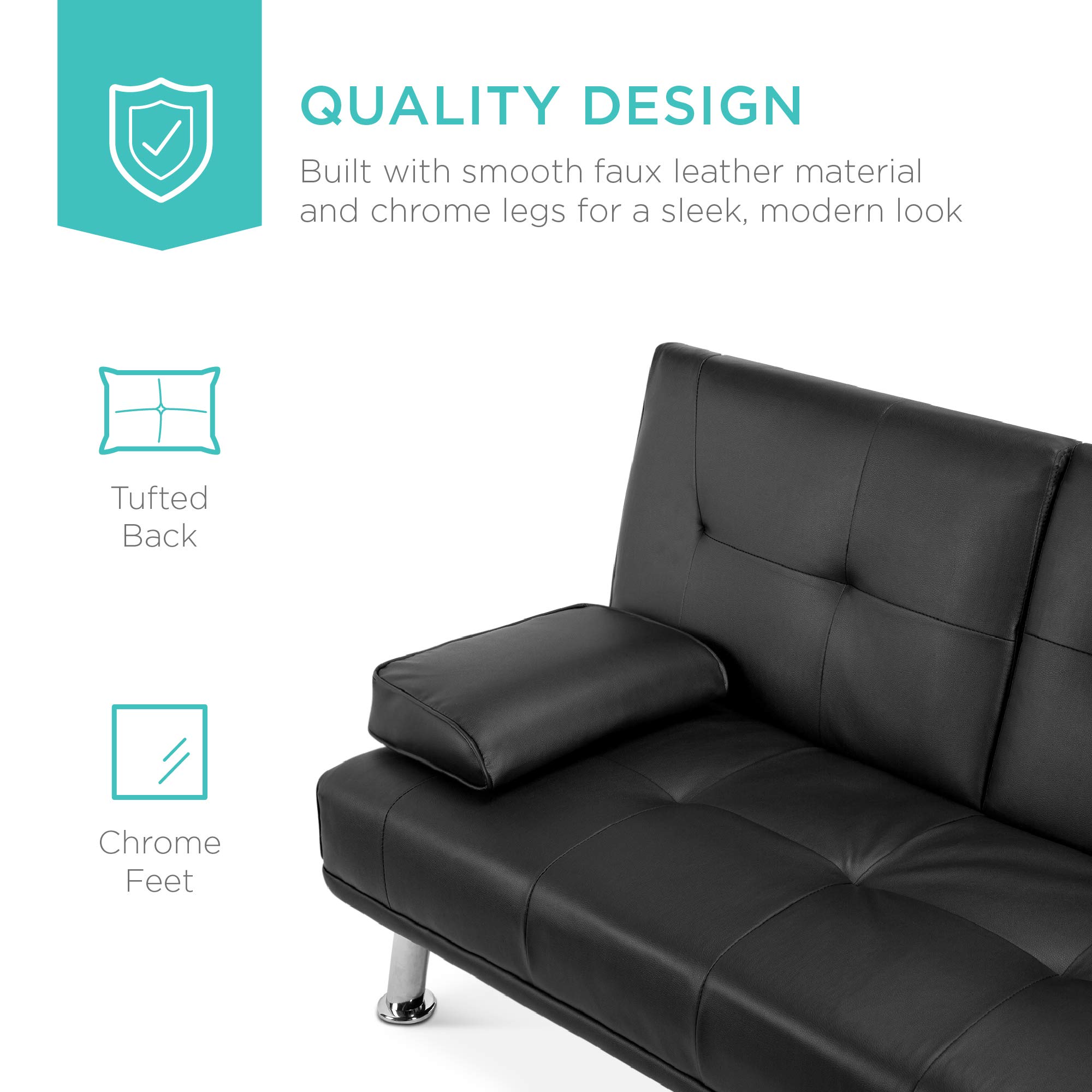 Best Choice Products Faux Leather Upholstered Modern Convertible