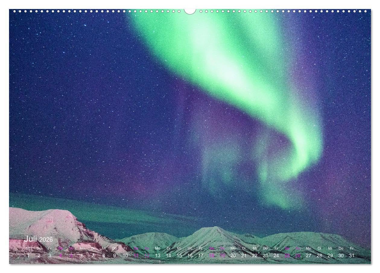 Magische Polarlichter der Erde (Wandkalender 2026 DIN A2 quer), CALVENDO Monatskalender: Atemberaubende Aufnahmen imposanter Lichterscheinungen (CALVENDO Natur)