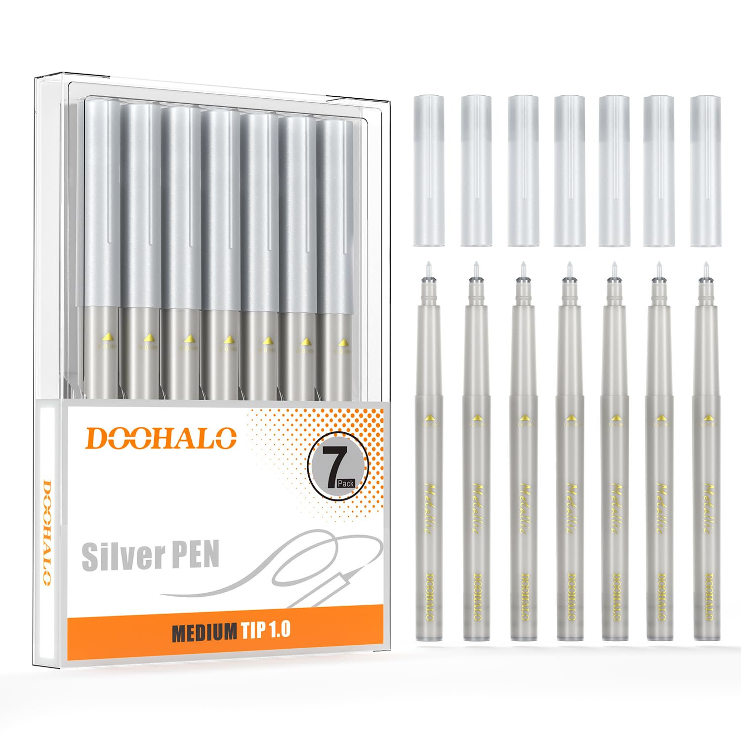 DOOHALO Metallic Pens Gold Silver Marker Compatible with Cricut 3/Maker/Explore 3/Air 2/Air Machine 1.0 Medium Point Tips for Drawing Writing