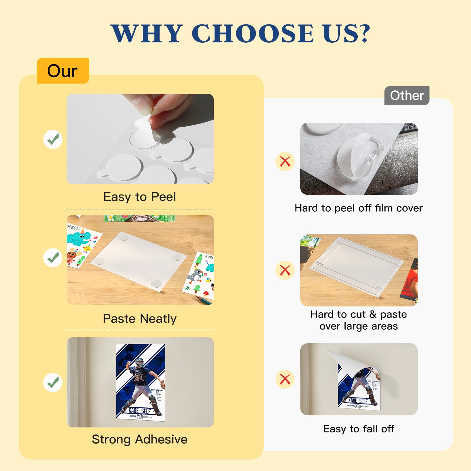 vimiroo Masilla transparente de doble cara para museo, nano pegajosa, tiras adhesivas fuertes, masilla de montaje de póster para colgar en la pared, decoración de póster de manualidades, globos, 96