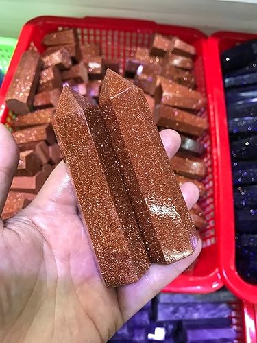 Miniatura 3 de for 2PC Natural Gemstone Blue and Red Sandstone Point Golden Sand Quartz Crystal Stone Wands House Decorative Accessories Modern Piedras decorativas