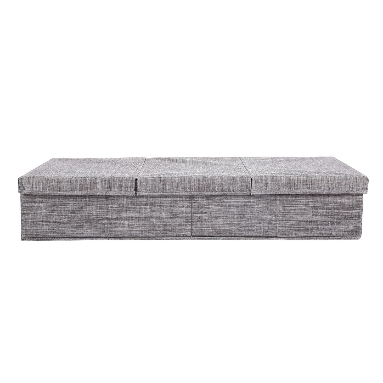 Kavolet 2 scatole portaoggetti sotto letto con coperchio, cassettiera pieghevole per armadio, coperta, vestiti, scarpe, giocattoli, tessuto, contenitore con 4 manici (grigio)