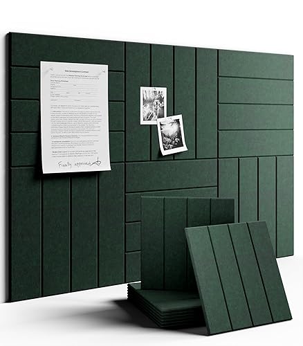 Fluxynara Large Felt Bulletin Board 36"x24" Cork Board Alternative - 6 Pack with 40 Safe Removable Adhesive Tabs, Cork Boards for Walls Cork Board for Home Office Classroom Pin Board- Pine Green - Pine Green - Bold-Stripe 6-Pack