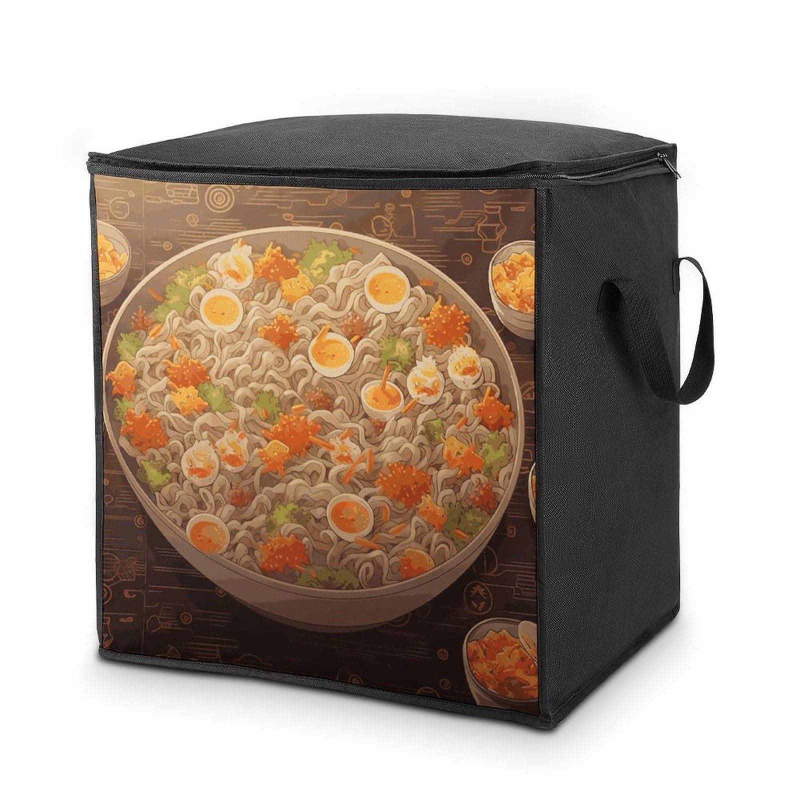 Egg Cup Noodle Ramen Quilt Storage Bag with Reinforced Handle Clothes Blanket Storages Bins Foldable Closet Organizers for Dorm Storage Fabric Bags for Organizing Bed Sheets Comforters