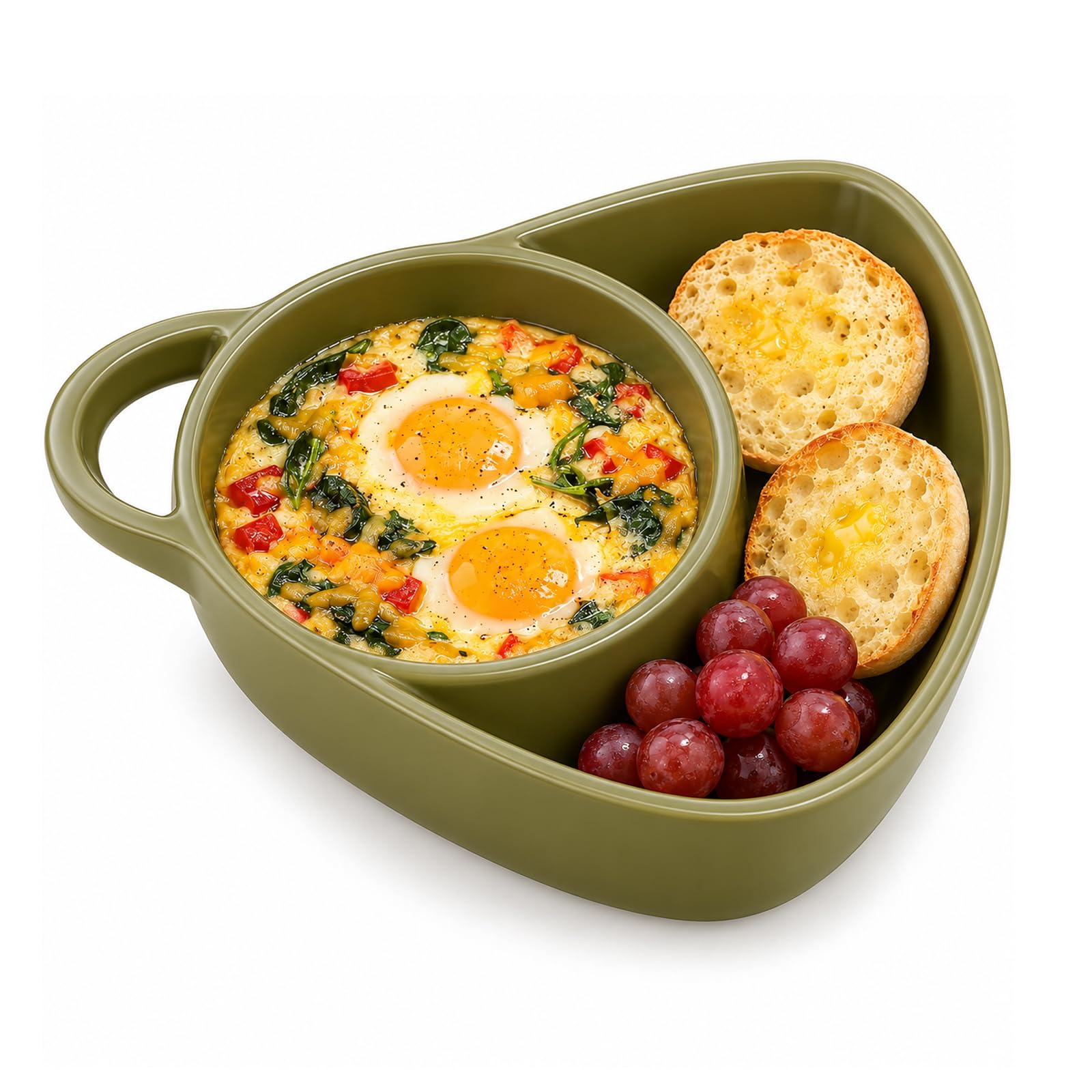 Soup and Sandwich Bowl, Plastic Divided Plate with Handle & Bread Holder