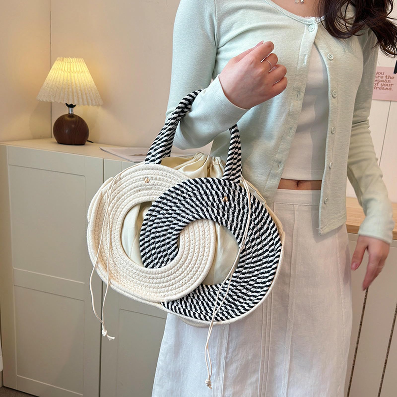 Damen Handtasche Strandtasche Im Ethnischen Stil, Modische Nischen-persönlichkeitshandtasche, Literarische Damen-umhängetasche, Gewebt-Khaki