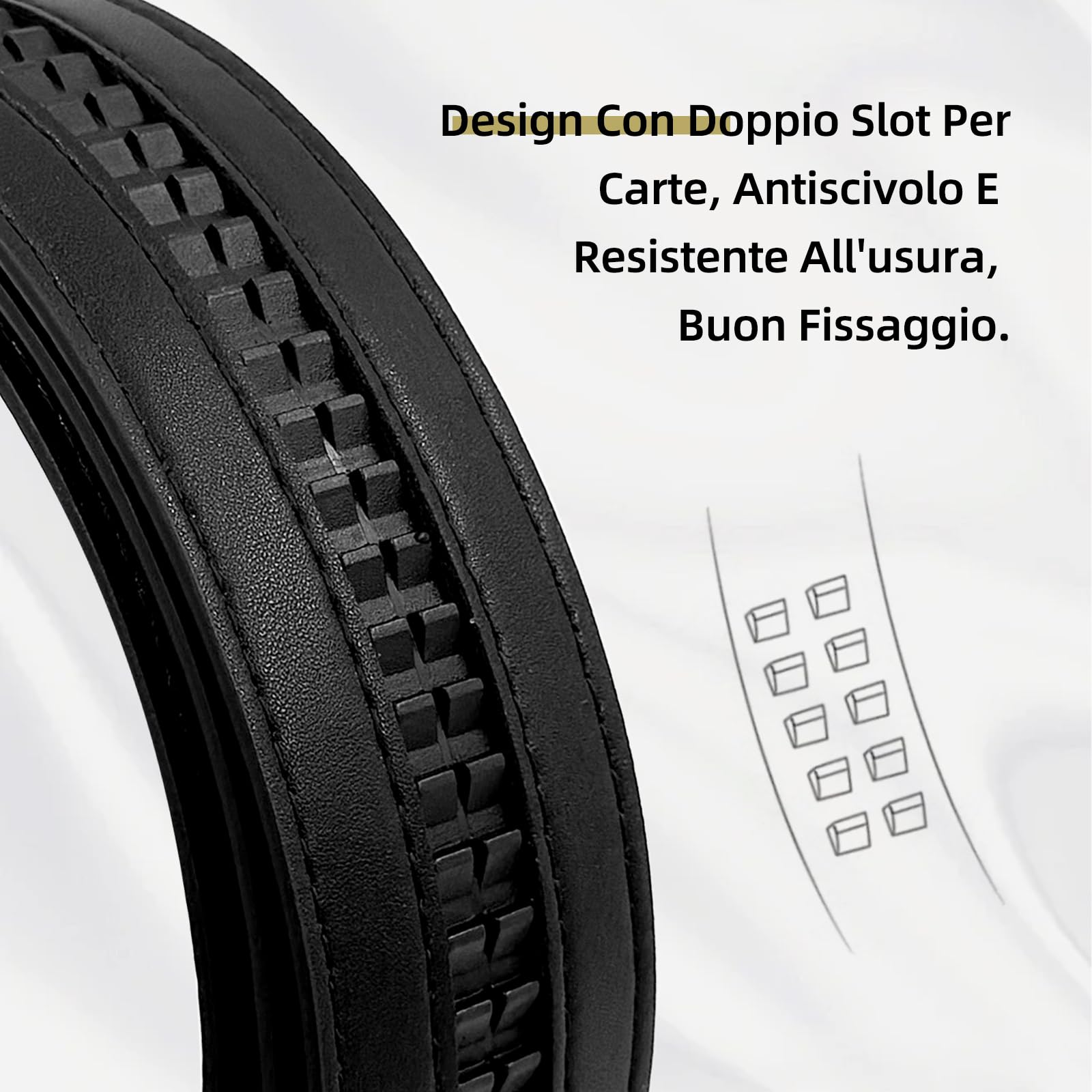 FEFLO Cintura Uomo, Cintura Pelle con Fibbia Automatica cricchétto, Larghezza 35 mm,Taglia Regolata, Adatto per abbigliamento da lavoro e casual