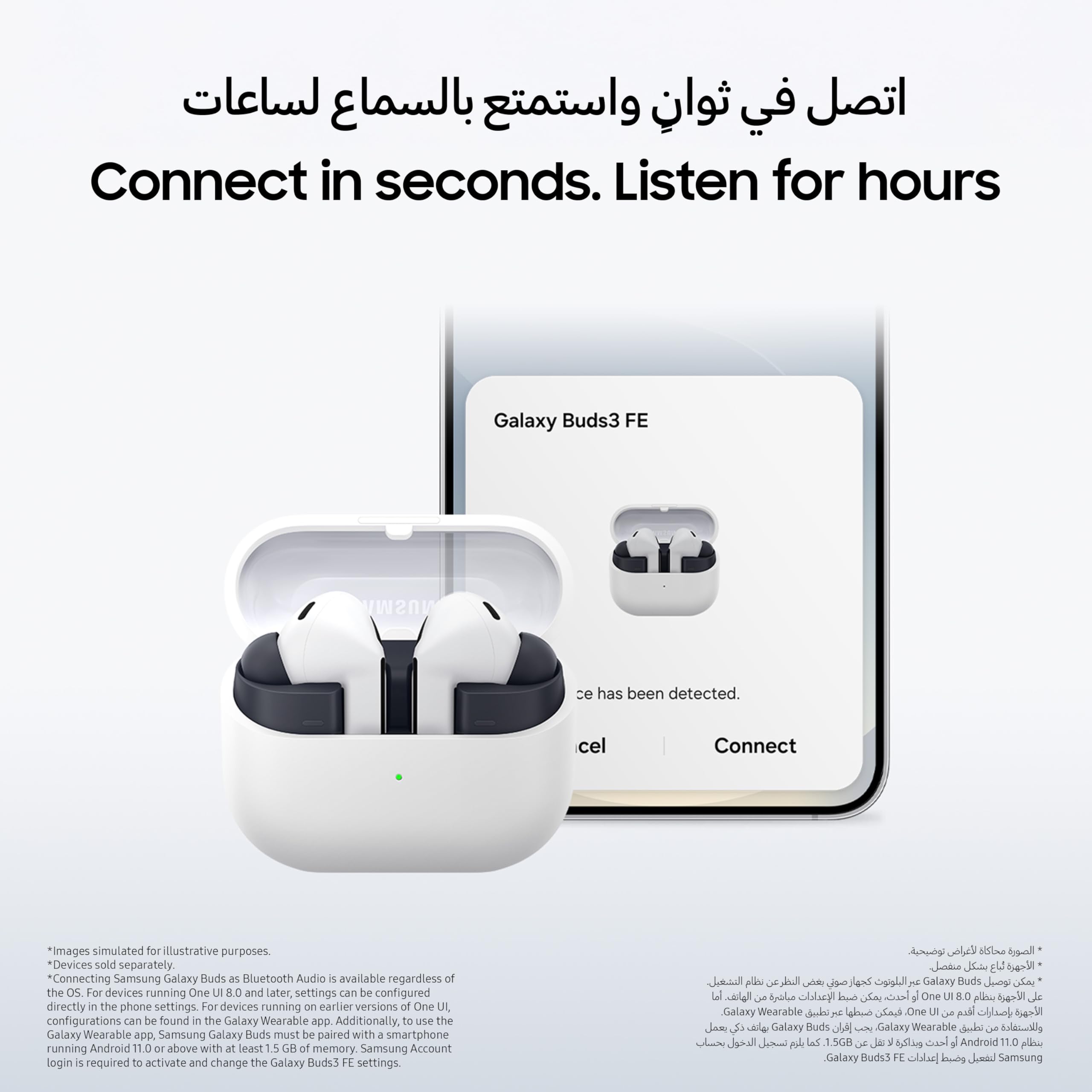 Samsung Galaxy Buds3 FE Écouteurs sans Fil, Noir, Design Lame, Son équilibré, Audio à 360°, Suppression Active du Bruit et Appel Clair (Version Émirats Arabes Unis)