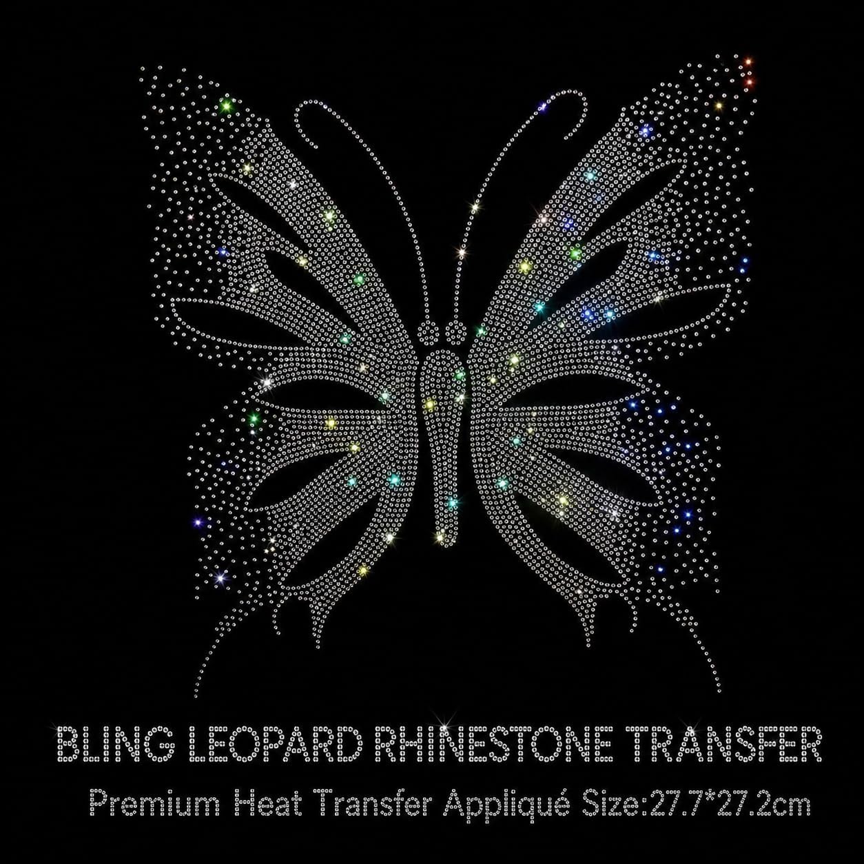 Rhinestone Iron on Patch,Hot Fix Transfer Decal Bling Patch,Clothing Decoration,Large Iron on Rhinestones,Rhinestone Iron on Transfer for Clothing,Vest,Jacket,T-Shirt (Butterfly-b)