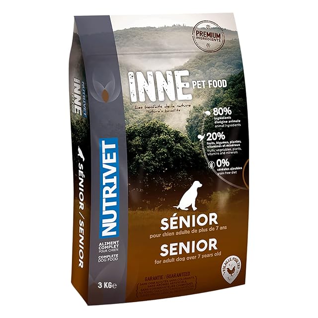 NUTRIVET - INNE Chien - Croquetas sin Cereales - Perro Anciano - 80% Ingredientes de Origen Animal - 3 kg