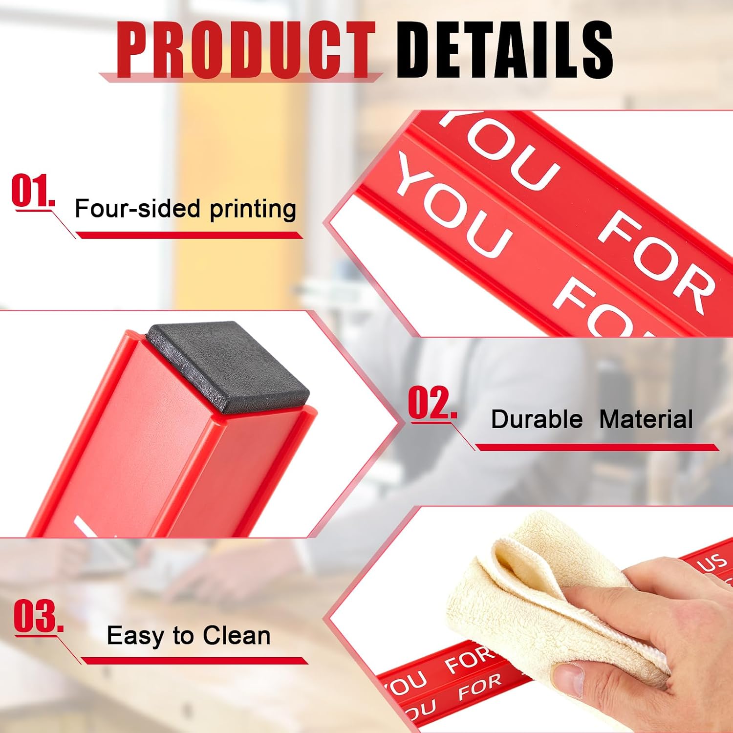 Teenyyou 2 Pcs Checkout Lane Divider Cash Register Dividers - Thank You for Shopping with Us Today- Red Resin Tabletop Checkout Lane Belt Divider for Grocery Store Supermarket Shop, 16" x 1" (Square)