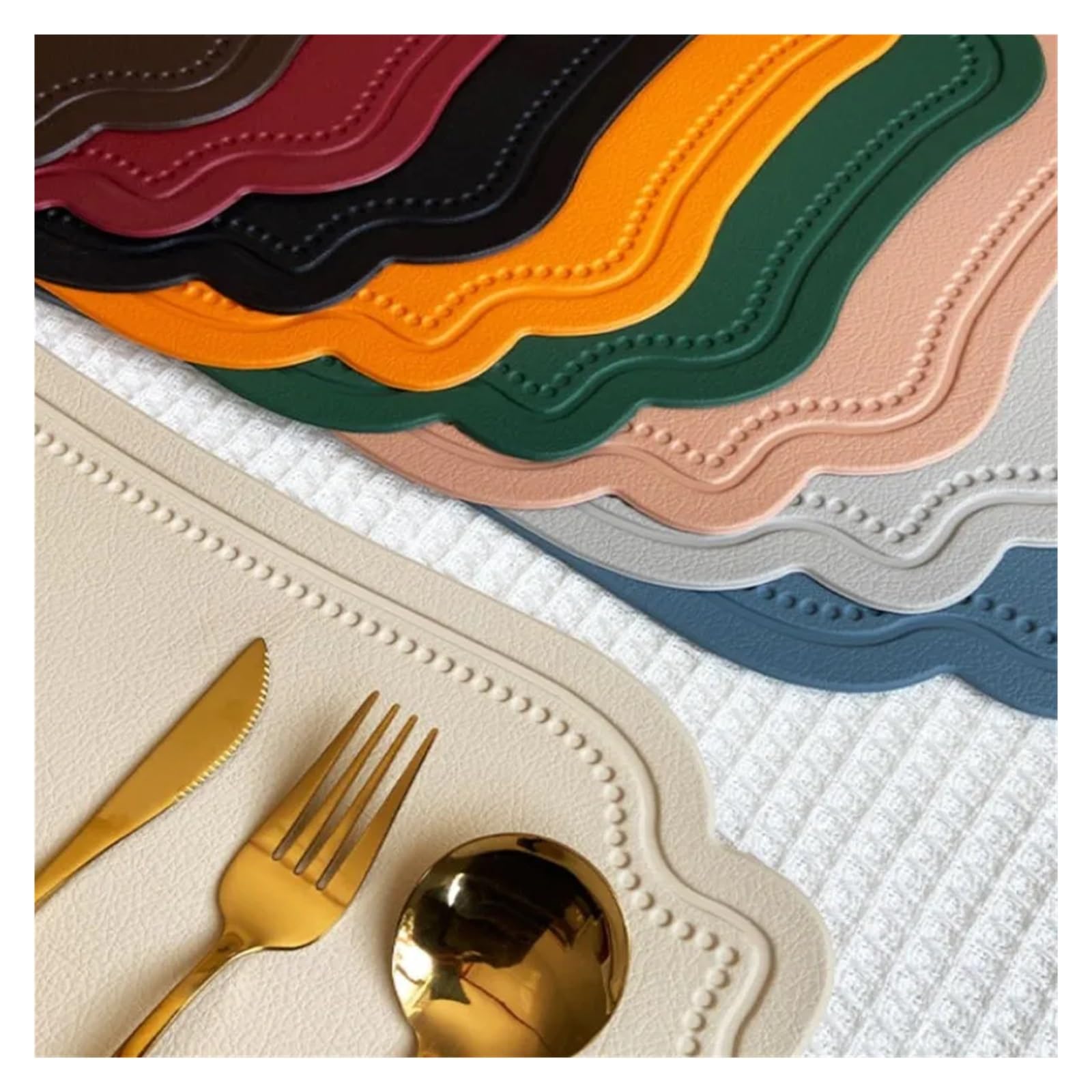 Manteles Individuales Manteles Individuales, Mantel de Mesa, Individual Impermeable, Antideslizante, Posavasos(Square Orange,30x45cm 10pcs)