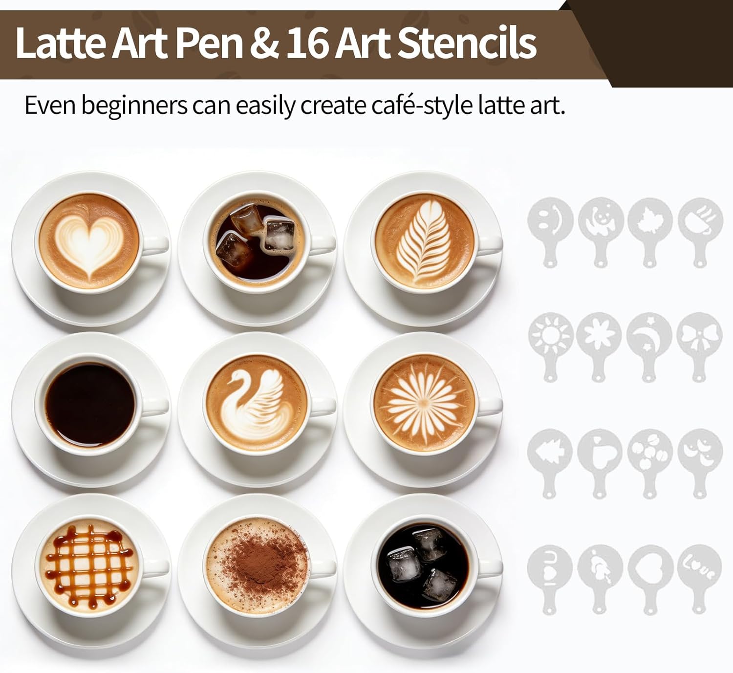 51mm Espresso Tamper Kit, 9 PCS Espresso Accessories Kit, Espresso Tool Kit for Baristas - Includes Tamper, Coffee Distributor, WDT Tool, Puck Screen, Dosing Funnel & Latte Art Set with 16 Stencils