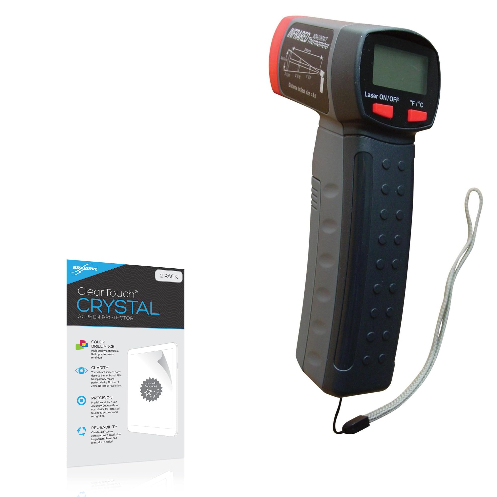 BoxWave Screen Protector Compatible with Ironton Infrared 8:1 Thermometer - ClearTouch Crystal (2-Pack), HD Film Skin - Shields from Scratches