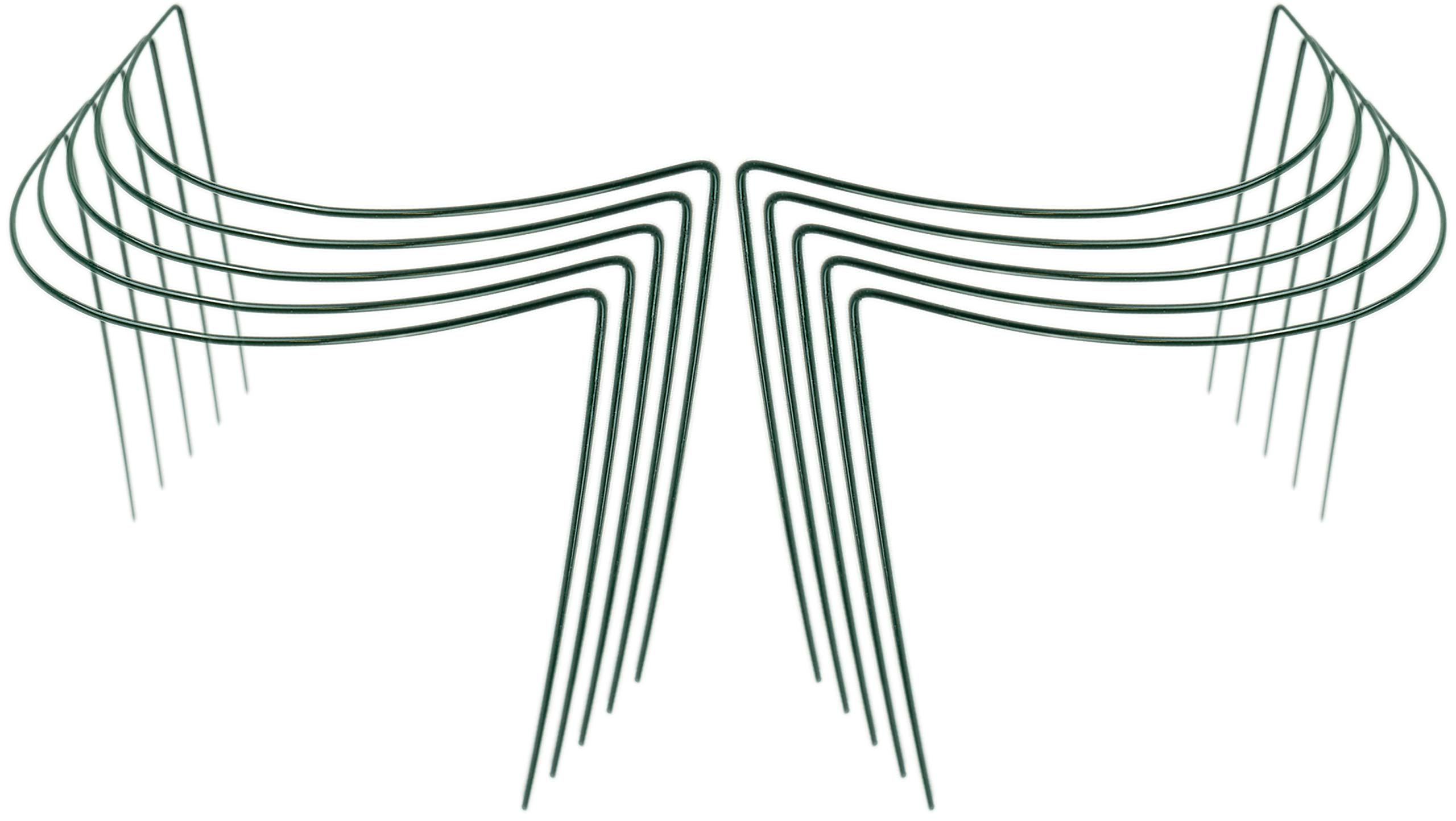 Novatool - 10 supporti per arbusti, semicircolare, colore verde, 100 x 40 cm