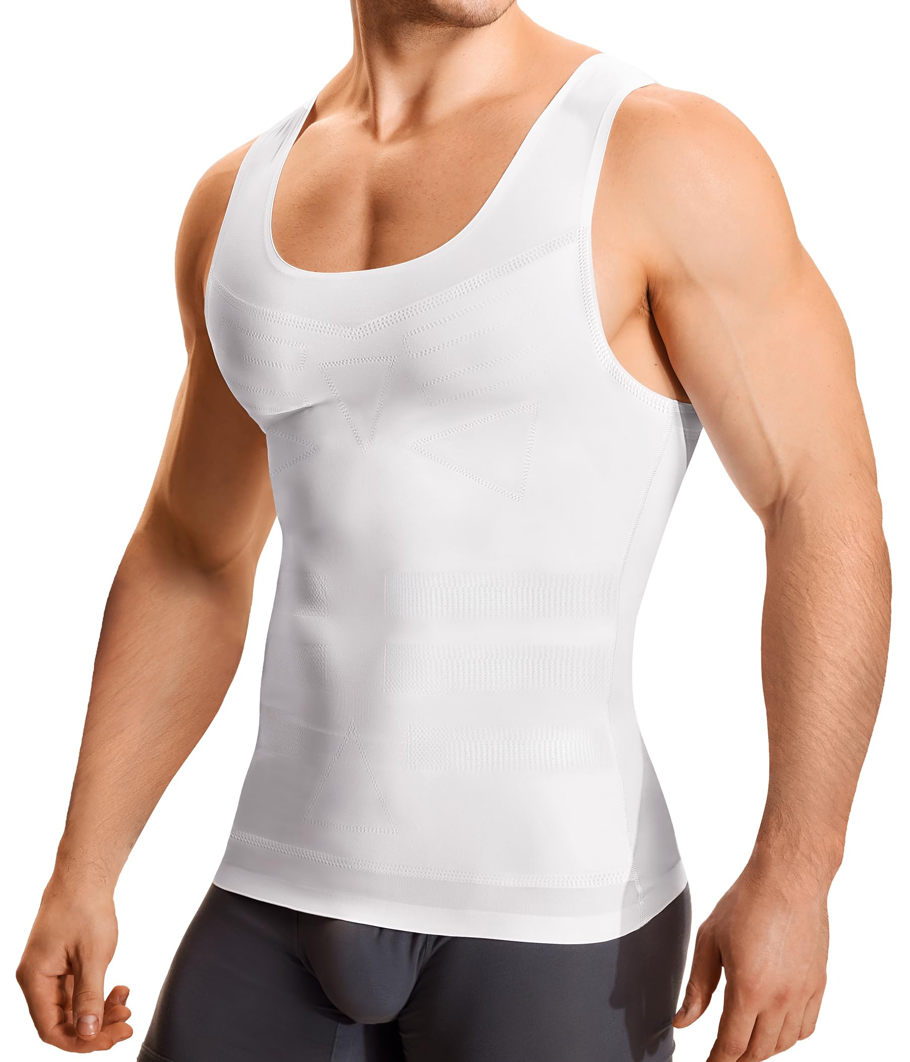TAILONG Compression Shirt Men - Slimming Undershirt Body Shaper Vest, Compression Tank Top Shapewear Tummy Control