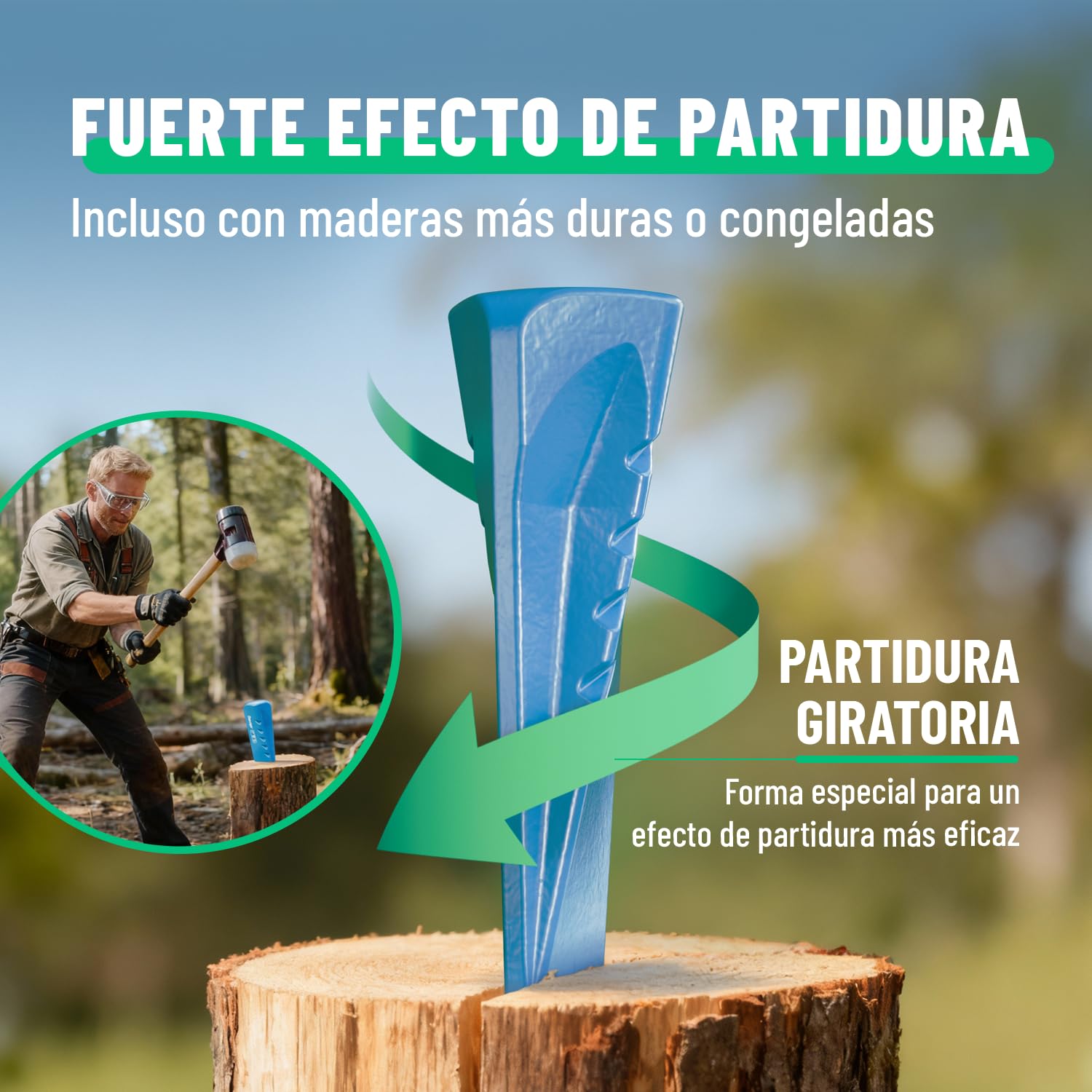 greate 2X Cuña Forestal Acero para Madera - astilladora de Troncos Resistente al Desgaste y Duradera Templado C45 - Partir leña, cuña leña, astillador de Troncos