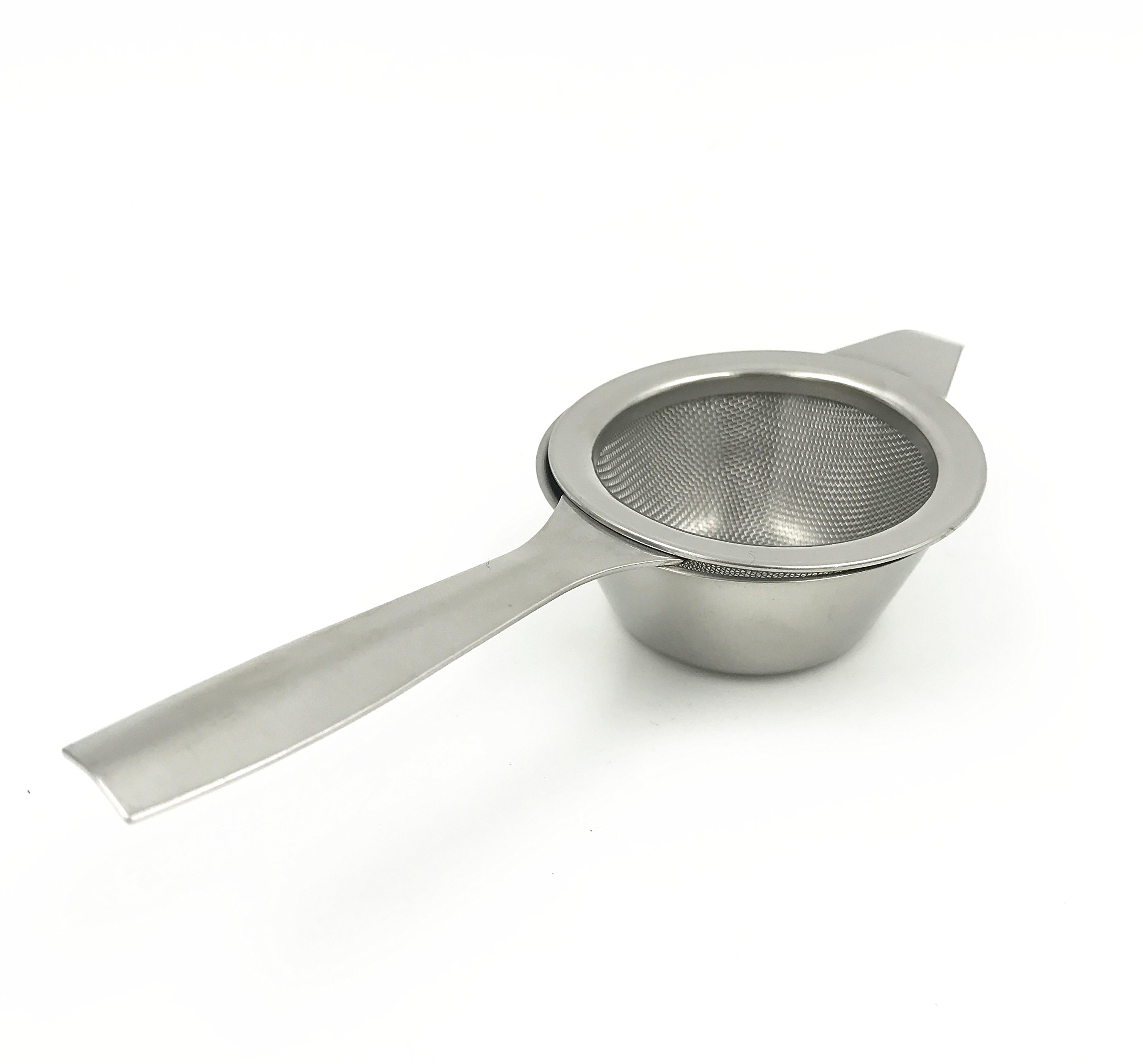 Fine Mesh Stainless Steel Tea Strainer,Loose Leaf Tea Filter With Handle Easy to Clean (D-5.8cm 1 Pcs With Drip Cup)