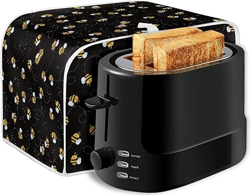 Miniatura 3 de Honey Bee - Cubierta negra para tostadora de 2 rebanadas para electrodomésticos de cocina, protección contra el polvo y las huellas dactilares