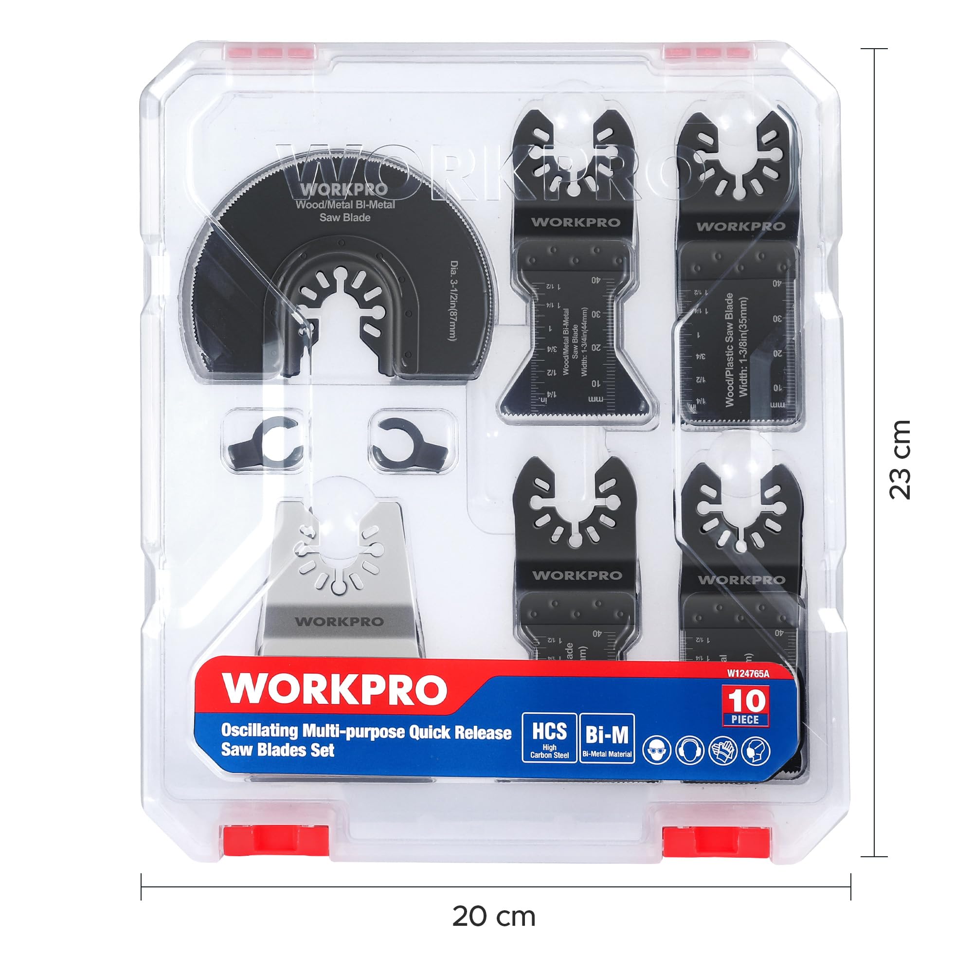 WORKPRO Lame Utensile Multifunzione 10 Pezzi, Lame Utensile Oscillanti Bi-Metallo Materiale, Accessori Oscillanti per Metallo Legno Plastica Cartongesso, Compatibile con la Maggior Parte delle Marche