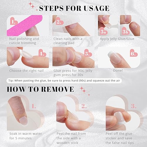 Miniatura 7 de Uñas Postizas Cuadradas Cortas a Presión, Jofay Fashion Uñas Postizas Azul Ojo de Gato a Presión, Uñas Postizas de Gel Suave, Uñas Postizas