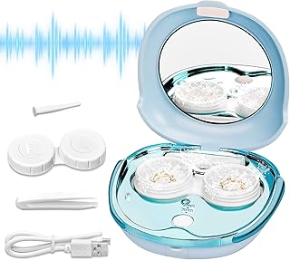 Ultrasonic Portable Contact Lens Cleaner, Automatic Contact Lens Cleaning Machine with USB Charging Cable, Fit Disposal Soft Lens, Hard Lens, Contact Lens, Colored Lens, RGP Lens & OK Lens