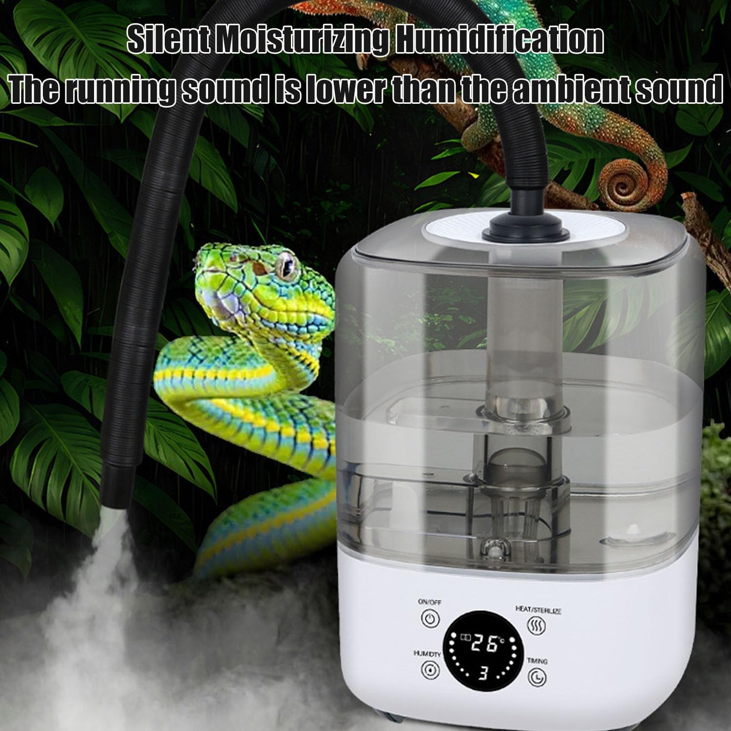 Humidificador y nebulizador de reptil de 5L, señor de plantas con tubos | para terrarios, anfibios, herpes, ajuste de humedad constante